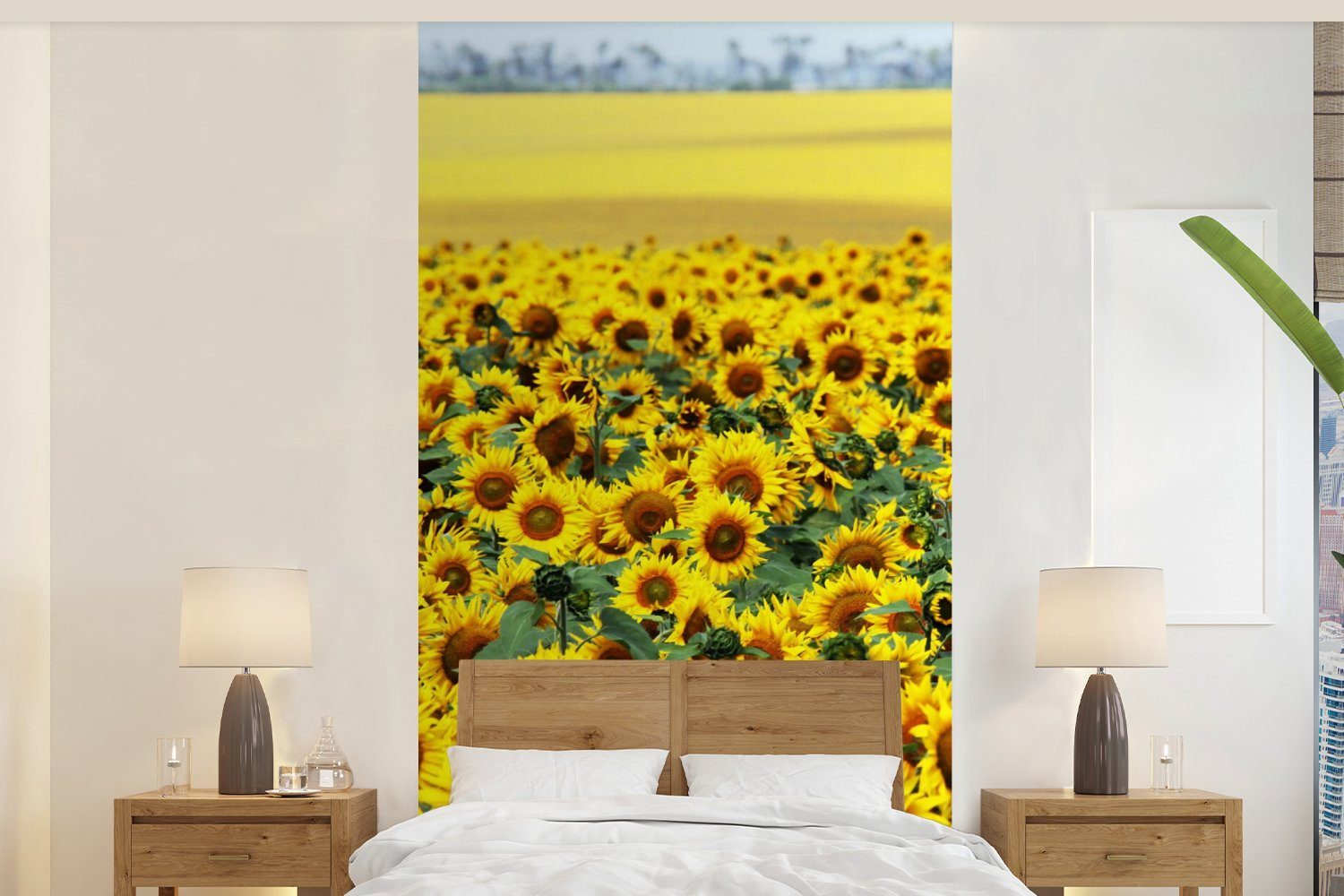 MuchoWow Fototapete Sonnenblume - Blumen - Natur, Matt, bedruckt, (2 St), Vliestapete für Wohnzimmer Schlafzimmer Küche, Fototapete