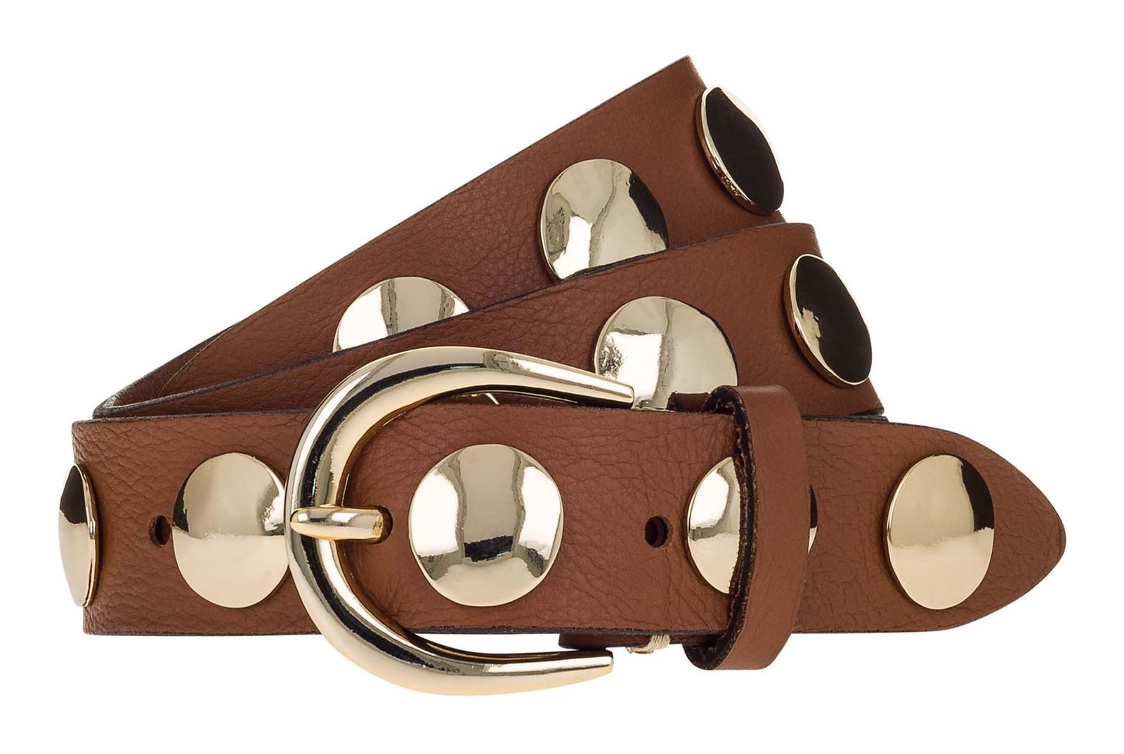 b.belt Ledergürtel Gold Leather Belt