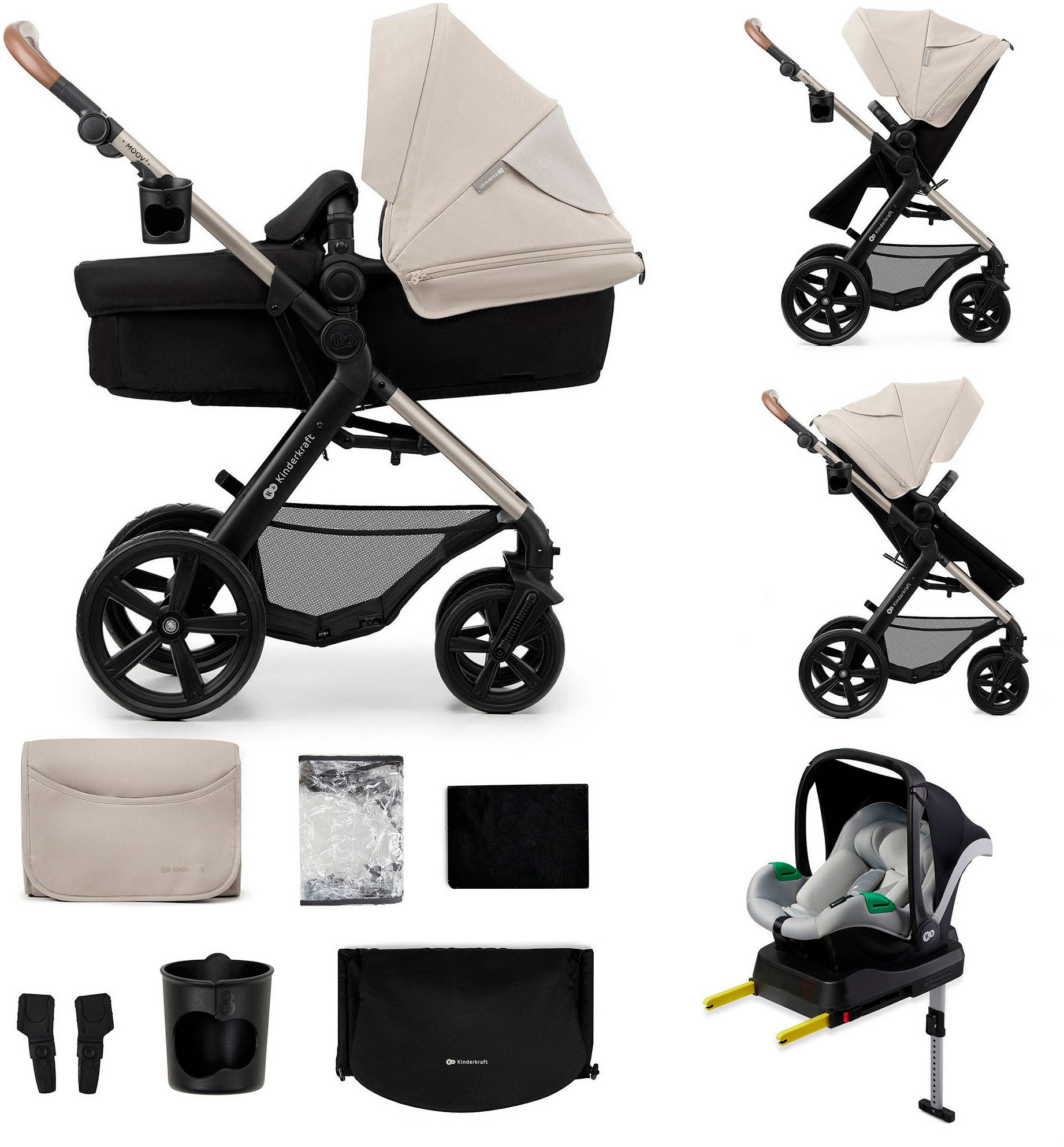 Kinderkraft Kombi-Kinderwagen MOOV 2 4in1 EVA, (Set), mit EVA-Rädern
