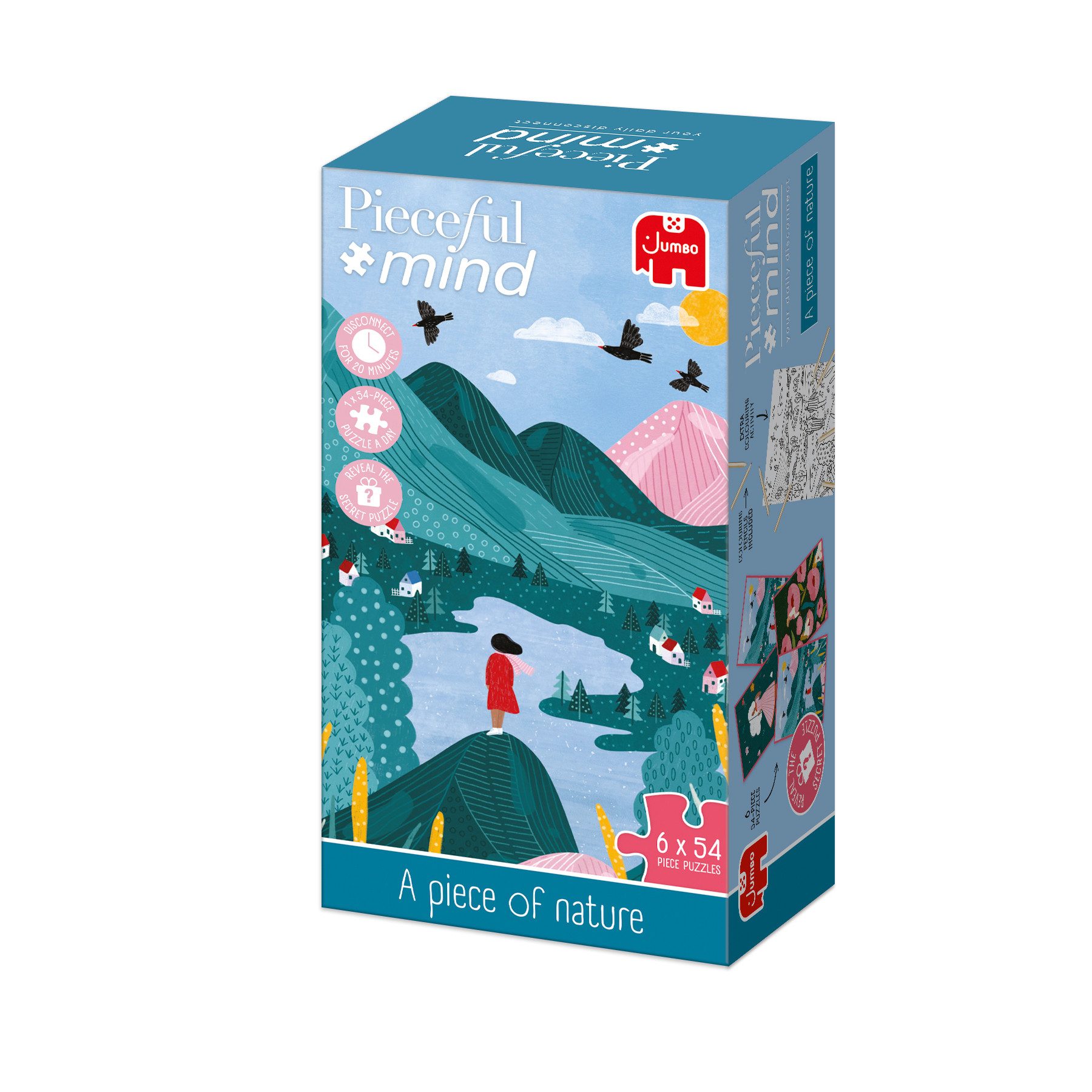 Jumbo Spiele Puzzle Pieceful Mind, Ein Stück Natur, 6 Puzzles mit je 54 Teile, 54 Puzzleteile