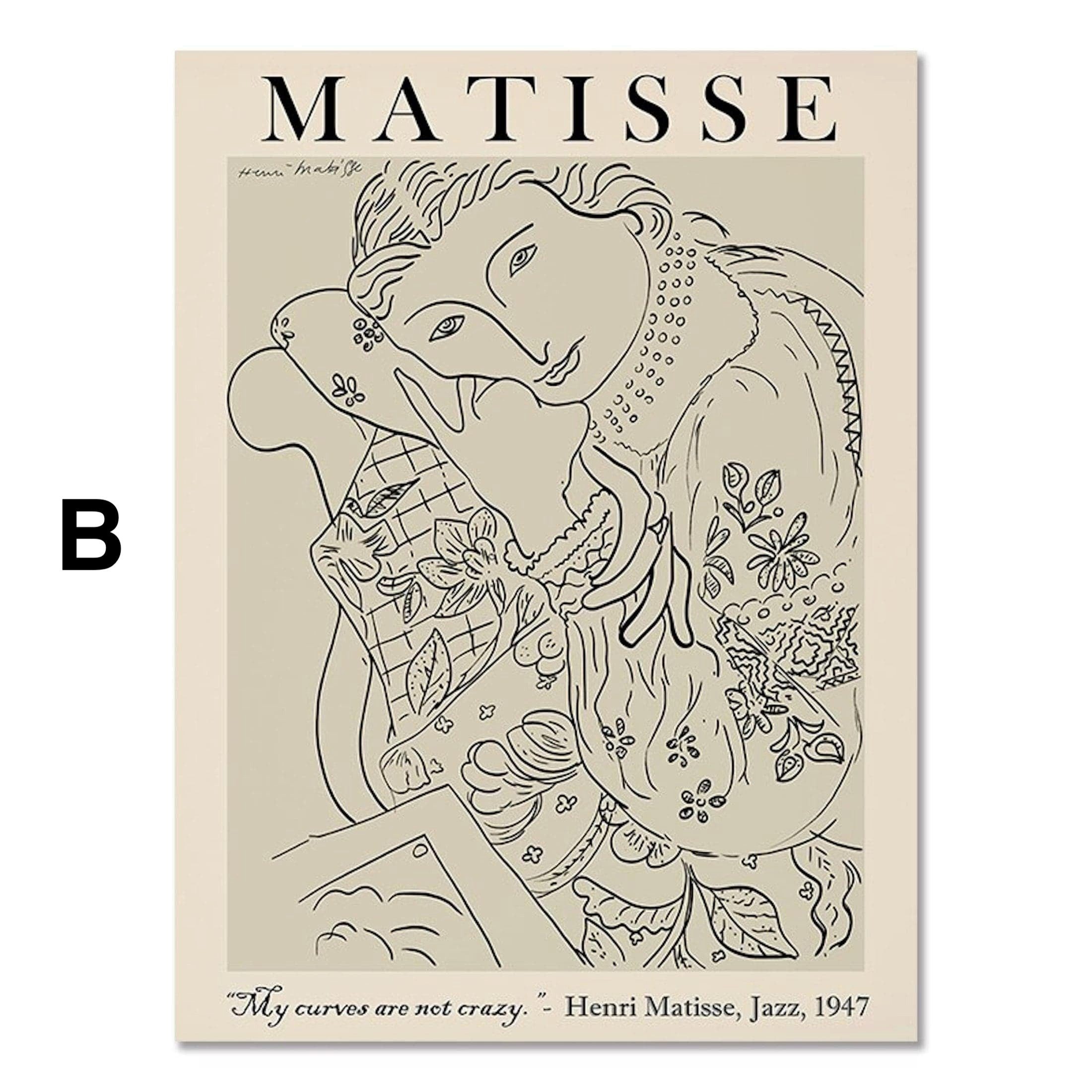 JUSTGOODMOOD Poster Picasso Matisse Museum Abstrakt Retro Porträt Bilder Wohnzimmer Wandbi, A (1 St) – Bild 3 von 5