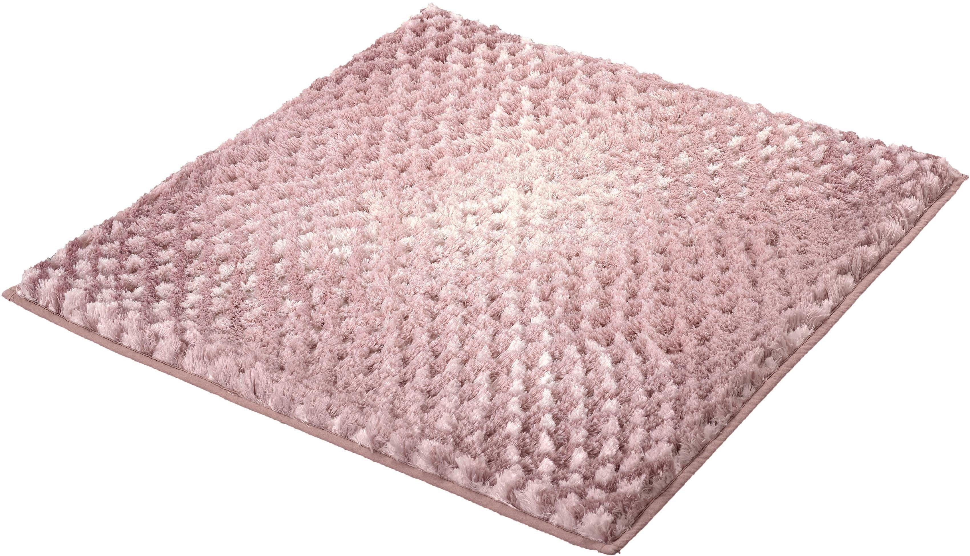 Kleine Wolke Badematte Cory, Badvorleger, Badezimmer Teppich, Höhe 24 mm, rutschhemmend beschichtet, fußbodenheizungsgeeignet, Polyester, rechteckig, Badteppich, modischer Farbverlauf, Hoch-Tief Effekt, waschbar