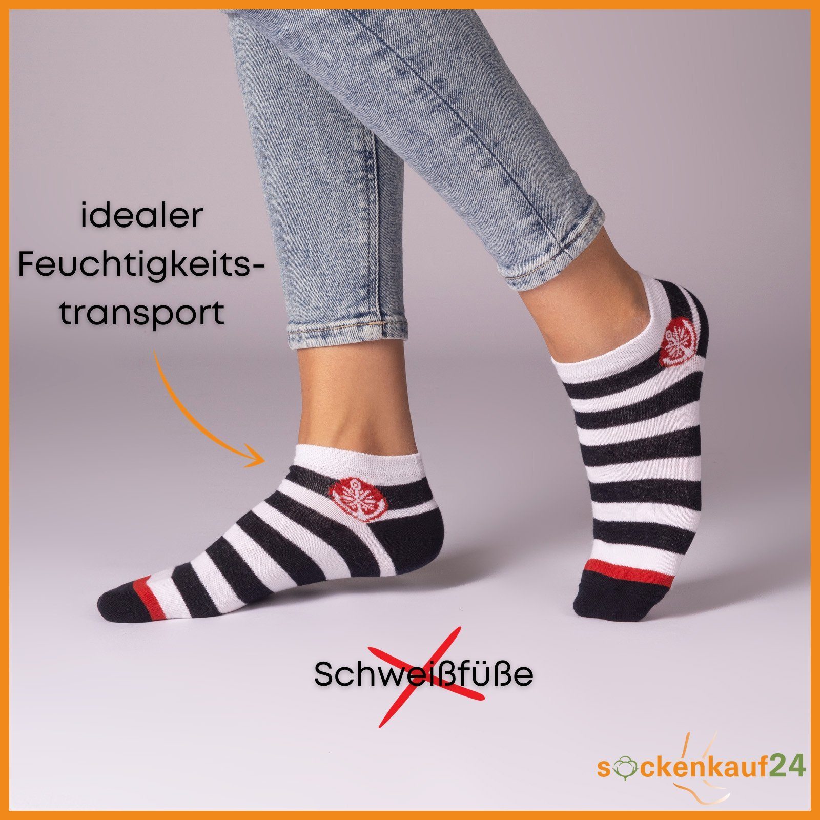 sockenkauf24 Sneakersocken 10 Paar Damen Sneaker Socken Mehrfarbig (39-42, 36828) Streifen Punkte Herzen Maritim Baumwolle WP