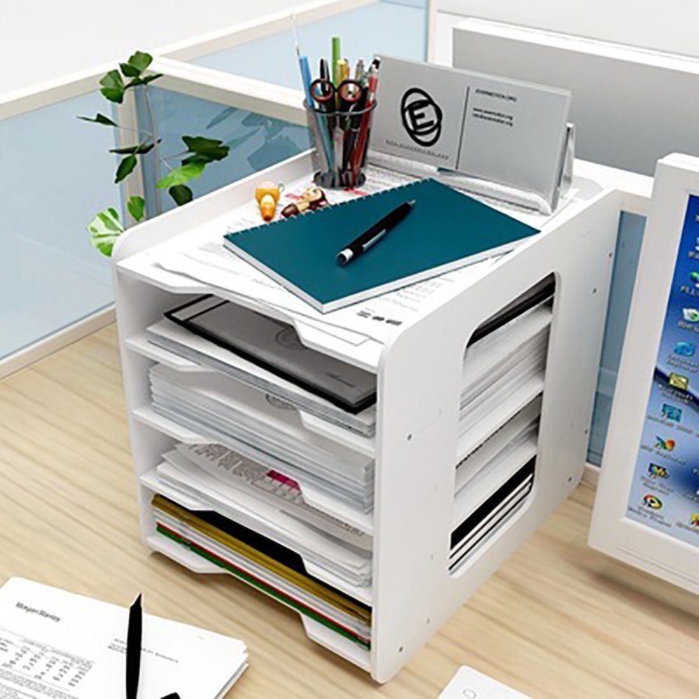 Tier Schreibtisch Briefablage GelldG Organizer 5 Desktop-Aktenhalter Organizer Weiß