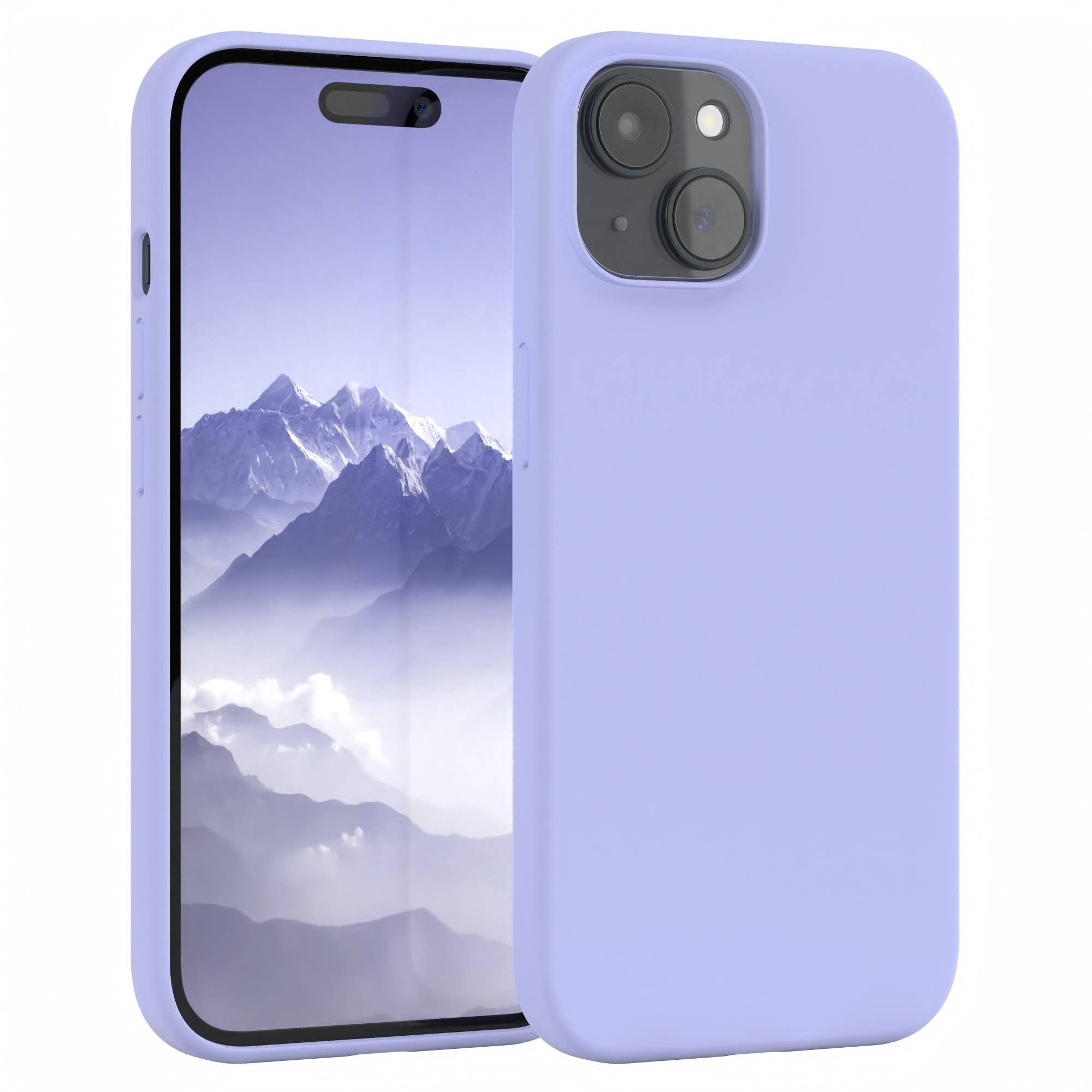 EAZY CASE Handyhülle für Apple iPhone 15 Premium Silikon 6,1 Zoll, Handytasche aus Silikon Slimcover stoßfest Violett / Lila Lavendel