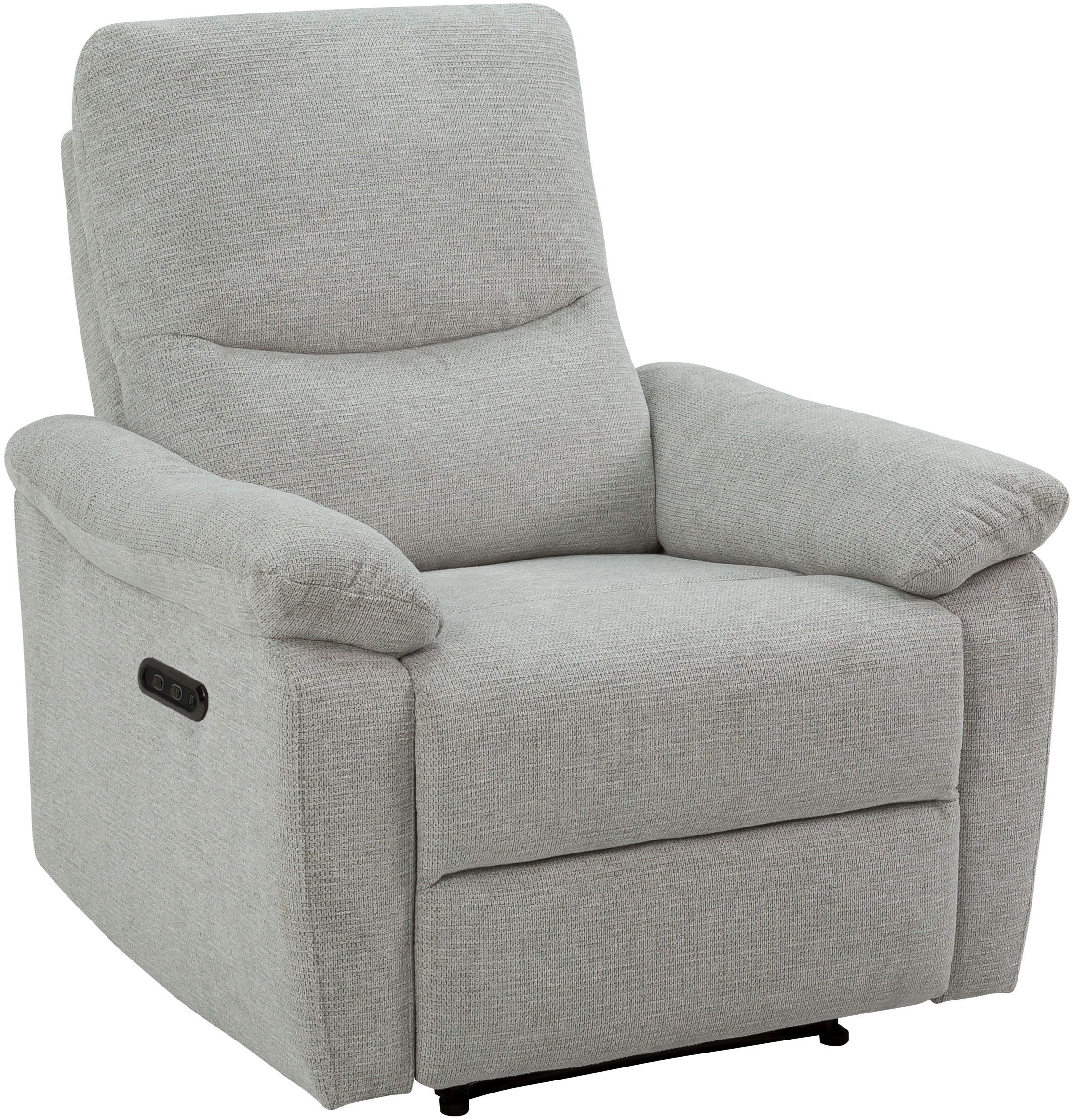 Home affaire Relaxsessel ODILON, TV-Sessel mit Relax- und Liegefunktion, Struktur-Bezug, manuelle und elektrische Funktion (mit USB A/C), Federkern-Polsterung
