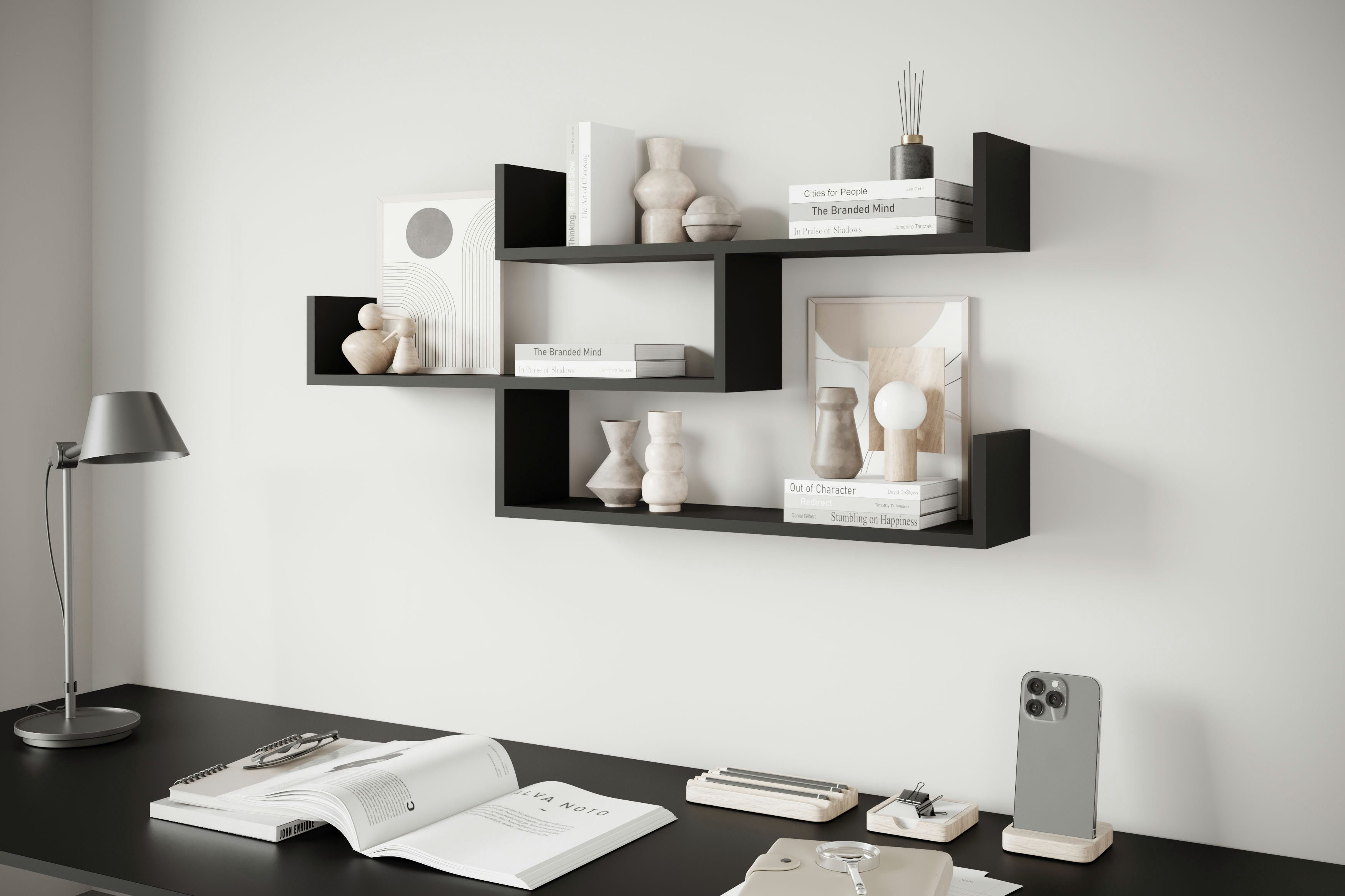 Home affaire Wandboard Wandregal Trio, 1-tlg., Hängeregal mit 3 Ablageflächen, modernes Design, variabel einsetzbar – Bild 4 von 5