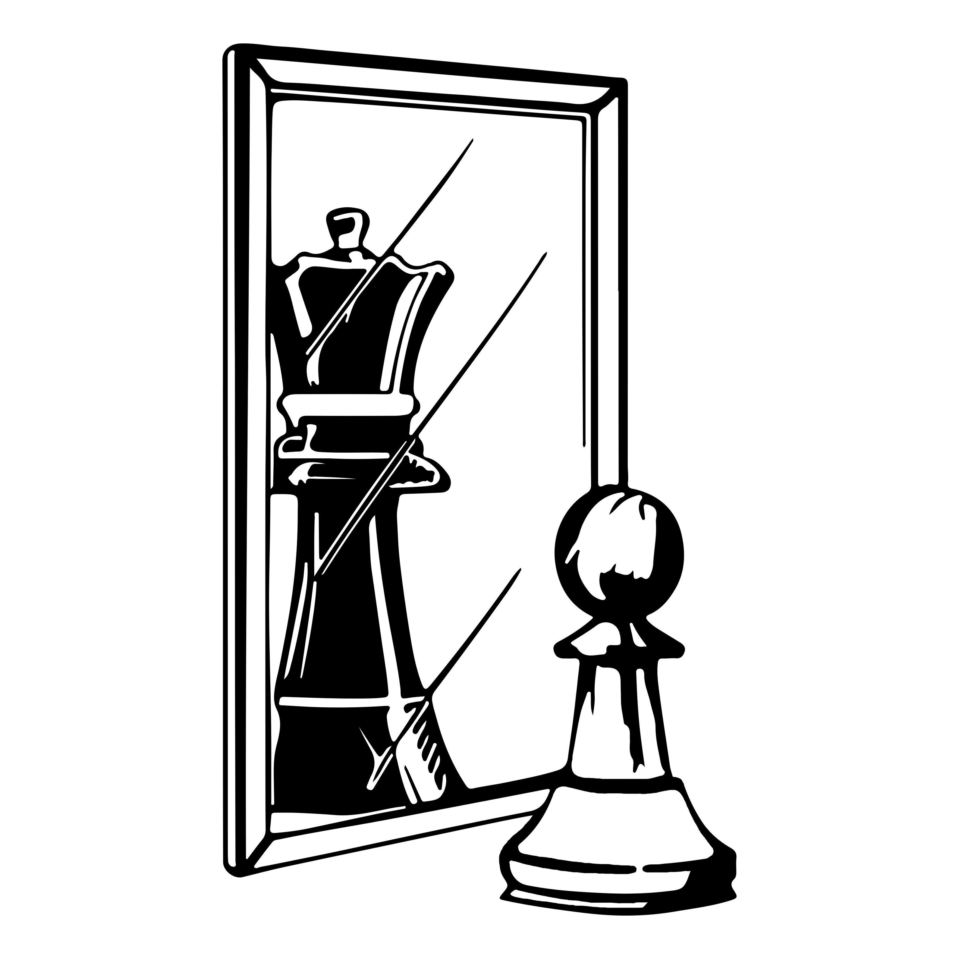 Jumpeak Wanddekoobjekt Wanddekoobjekt aus Metall mit Bauer, Spiegel und Königin, Schachkunst, Wachstum und Verwandlung,Schachdekoration,abstraktr Stil,Umzuggeschenk