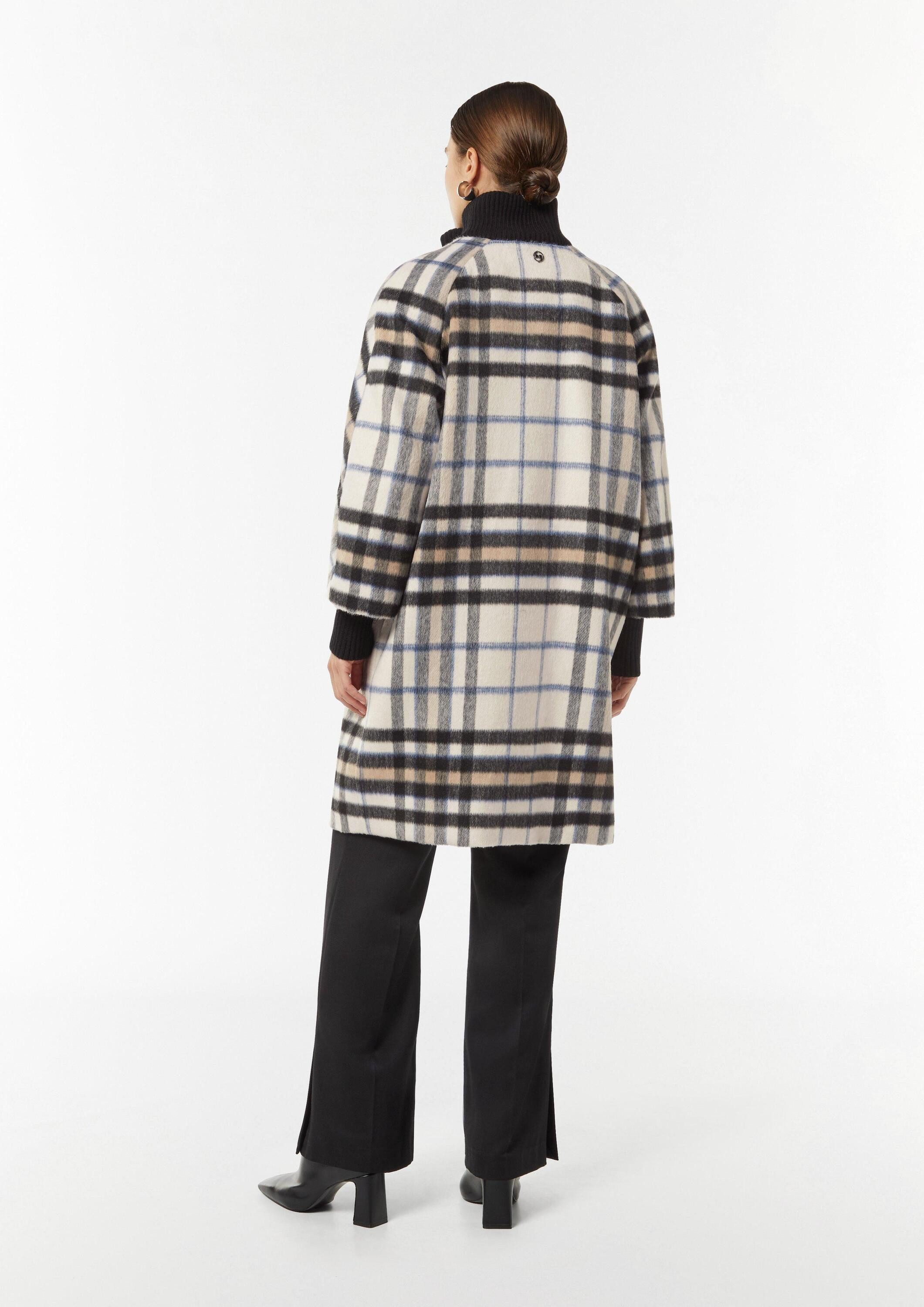 comma Funktionsmantel Outdoor-Jacke Karierter Mantel mit Strick-Details