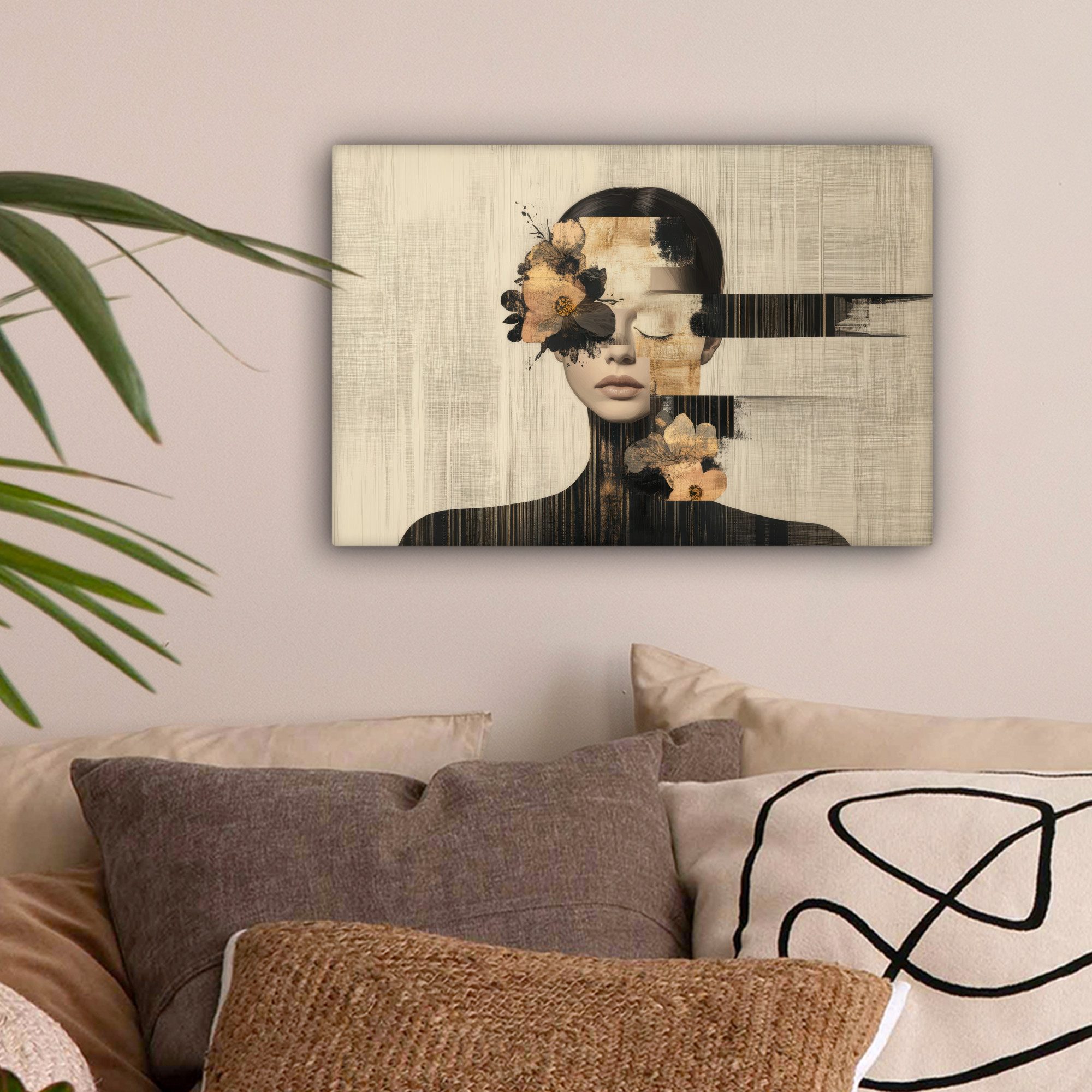 OneMillionCanvasses® Leinwandbild Gesicht - Blumen - günstig online kaufen
