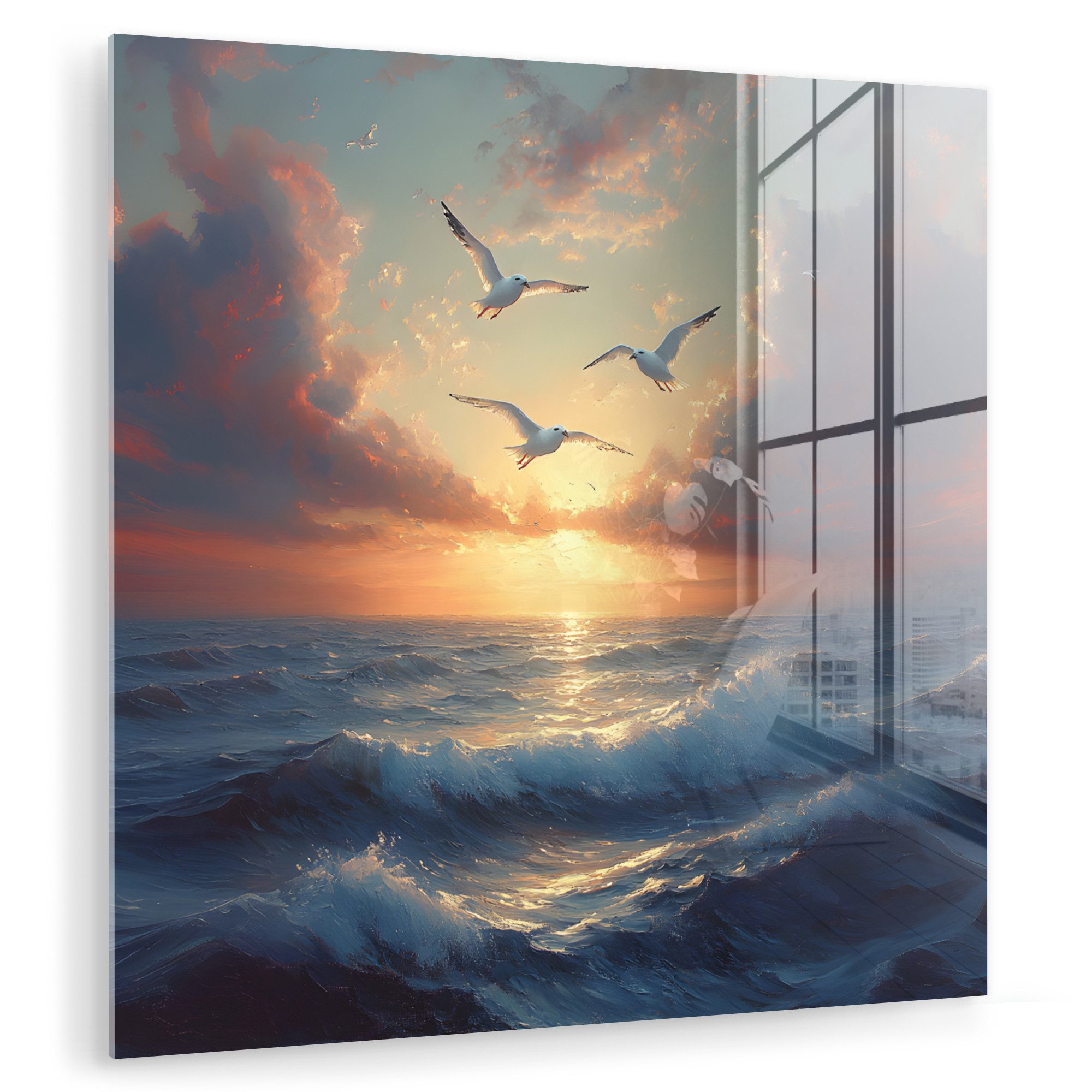 MuchoWow Acrylglasbild Möwen - Sonnenuntergang - günstig online kaufen
