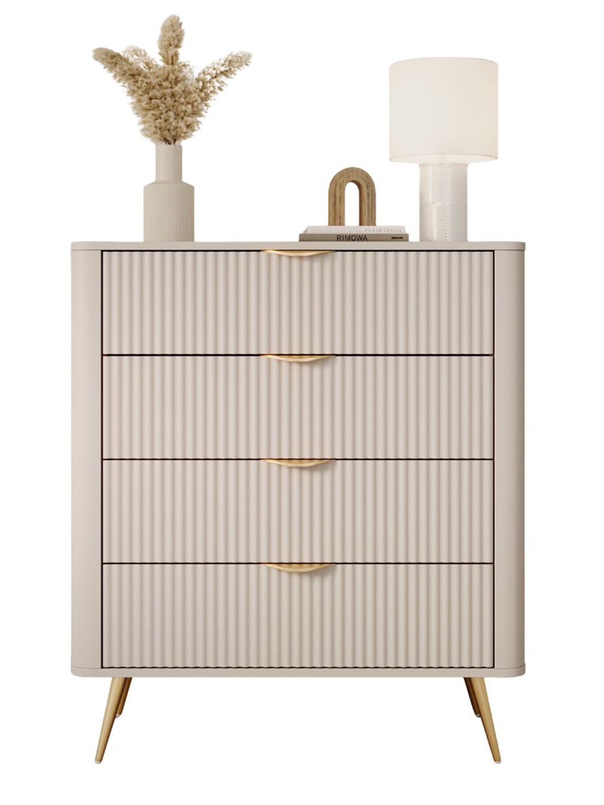 Compleo Hochkommode mit 4 Schubladen, glamouröses Design, Sideboard BELLOS, Modern Schlafzimmer