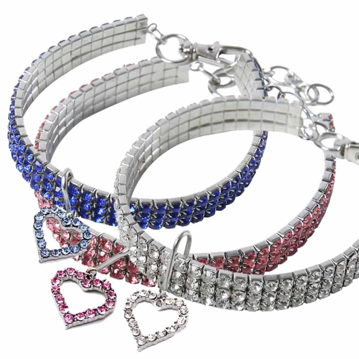 Monkimau Hunde-Halsband Hundehalsband Katzenhalsband Herz Anhänger weiß - L