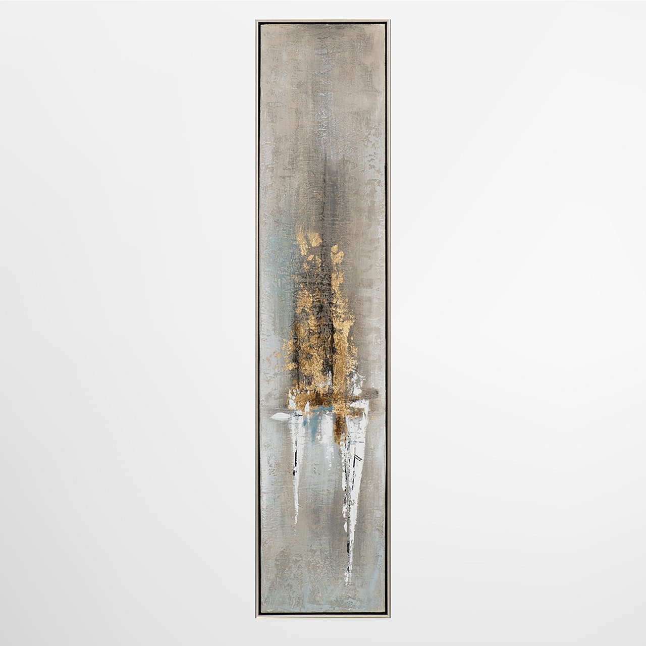 ArtUniverse Gemälde Schlanke Textur Komposition Flammendes Gold 29 x 129 cm, Abstrakt