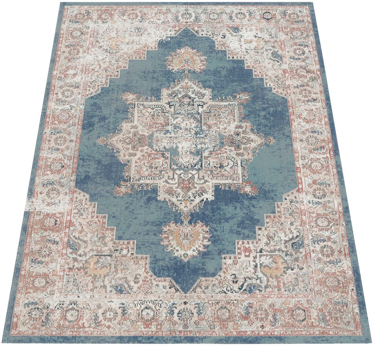 Kurzflor, In- Vintage Torres Teppich Orient-Optik, Outdoor 275, 8 rechteckig, blau Design, Höhe: mm, geeignet Paco Home, und