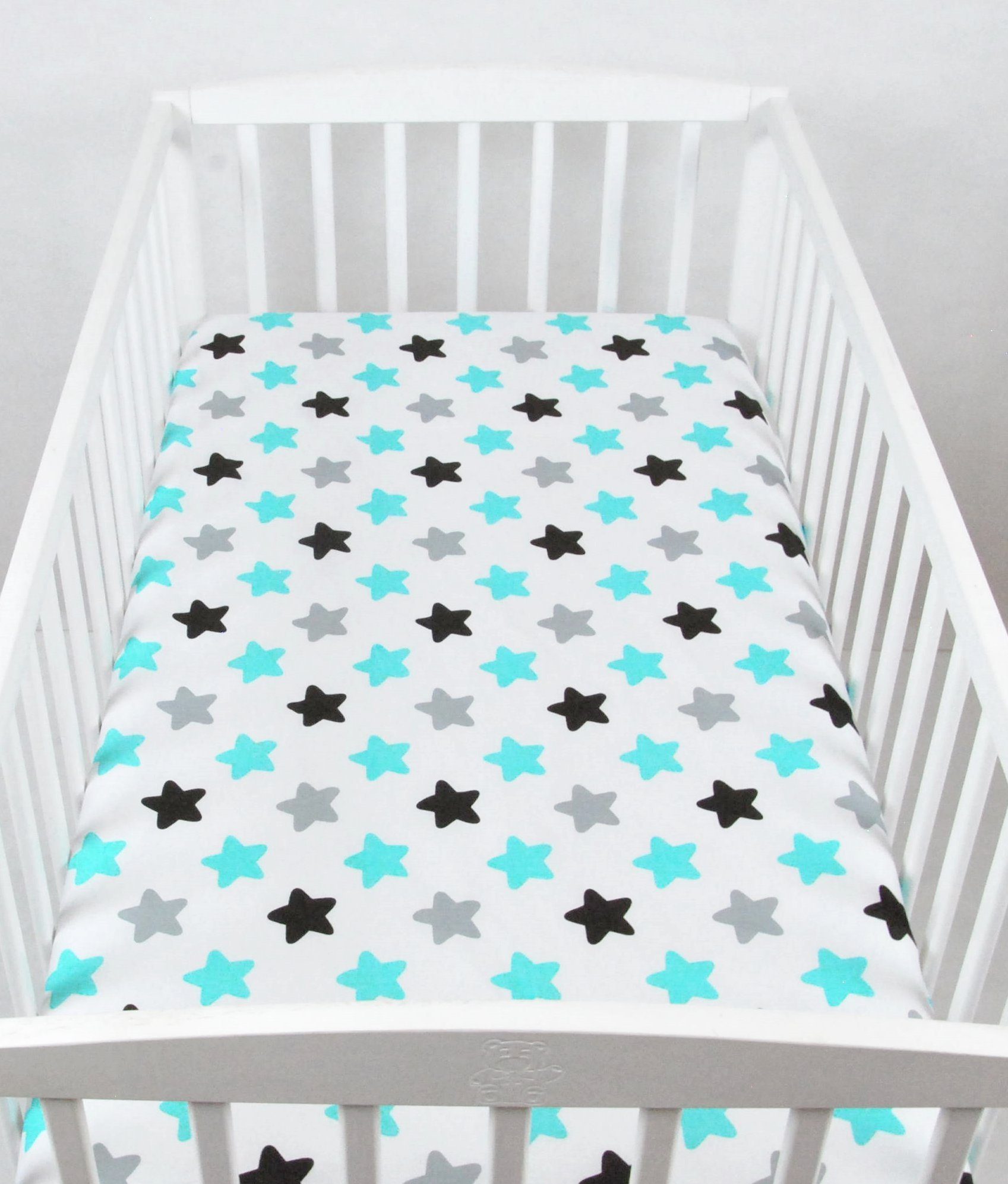 BabyLux Spannbettlaken BABYLUX SPANNBETTLAKEN 60x120 cm Spannbetttuch Baumwolle Kinder Baby, 98. Sterne