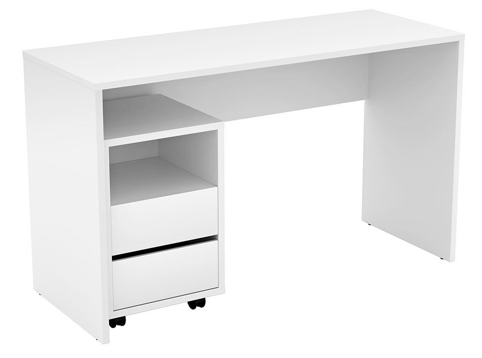 Helvetia Schreibtisch Apia (Apia), 130x50x75cm weiß mit Rollcontainer