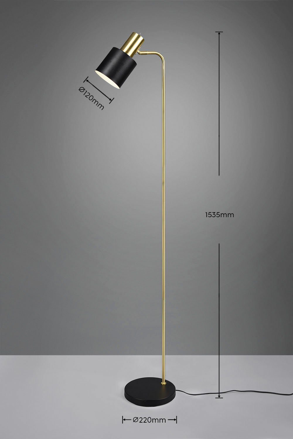 Ein-/Ausschalter, 10W, Metallschirm Leuchtmittel, TRIO max Stehleuchte Kippschalter 153cm, - am ohne warmweiß Stehlampe exkl Leuchten Adam, kaltweiß, 1xE27