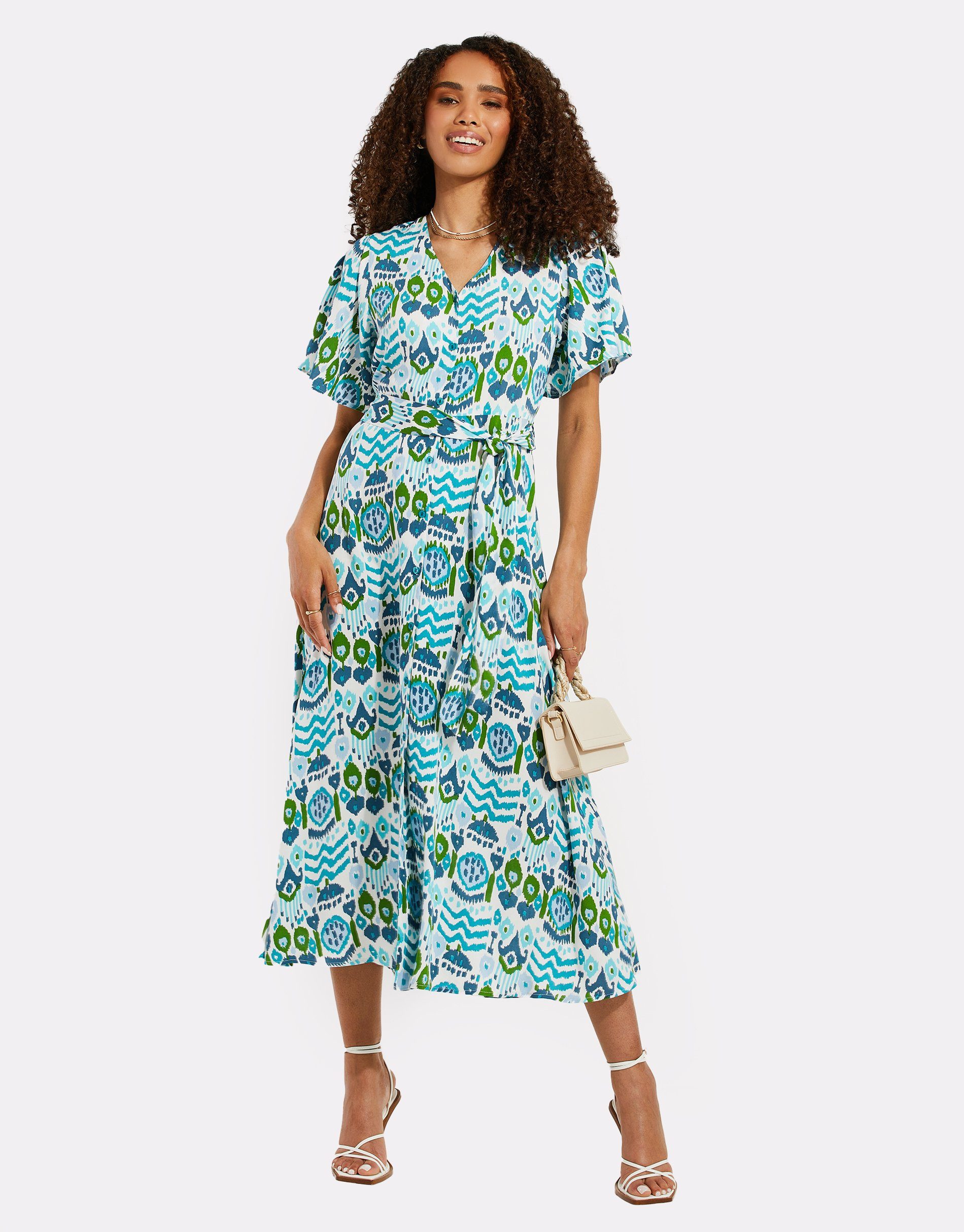 Threadbare Sommerkleid THB Pastill Button Midi Blue blau - Fruit Dress