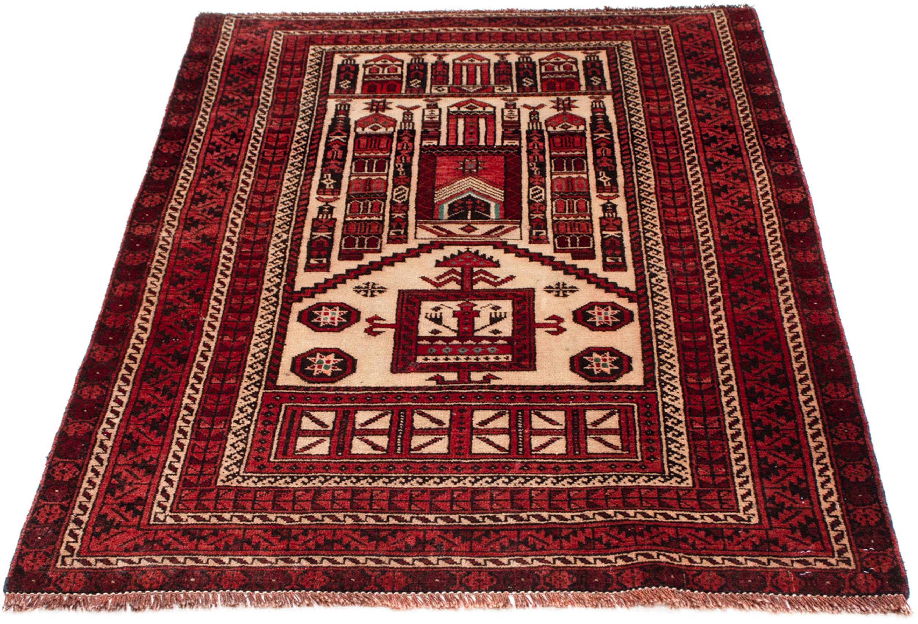 Orientteppich Belutsch - 138 x 89 cm - dunkelrot, morgenland, rechteckig, Höhe: 8 mm, Wohnzimmer, Handgeknüpft, Einzelstück mit Zertifikat