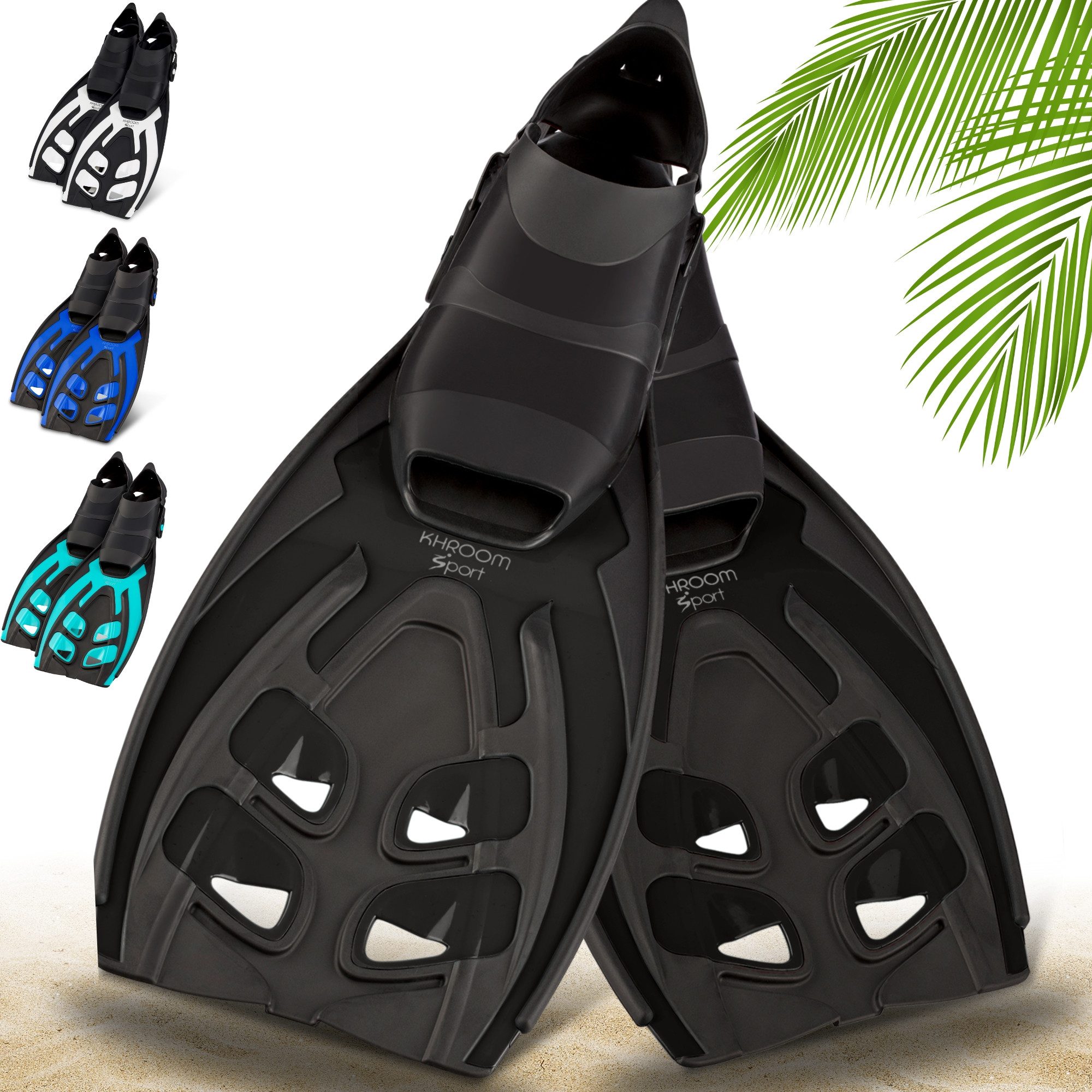 Khroom Flosse Gr. 36-47, Taucherflossen Schwimmflossen Schnorchelflossen (lange Flossen, Premium Made in Italy), verstellbar