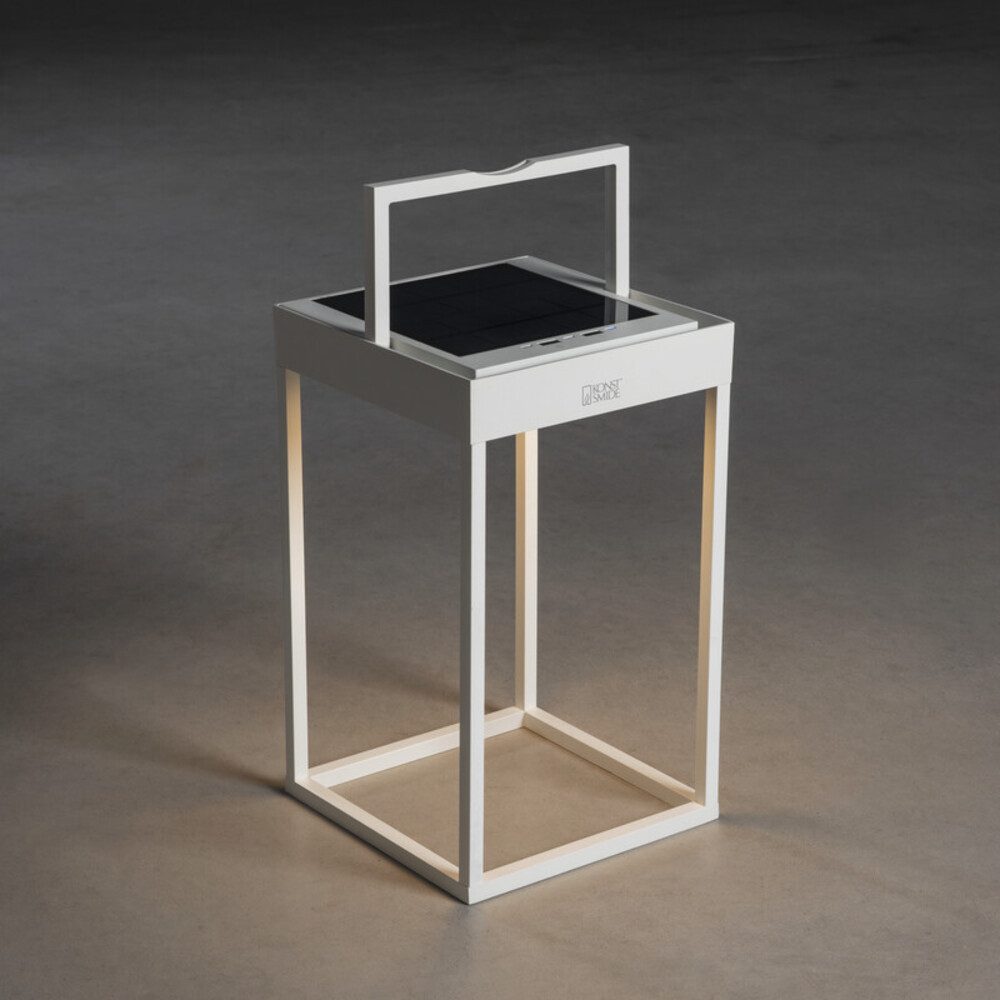 KONSTSMIDE LED Laterne Aluminium, weiß, Laterne, neutralweiß, 10lm, L1850mm, wassergeschützt mit USB solarbetrieben, neutralweiß, warmweiß