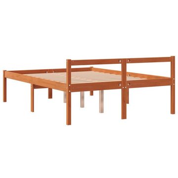 vidaXL Bett Seniorenbett Wachsbraun 135x190 cm Massivholz Kiefer