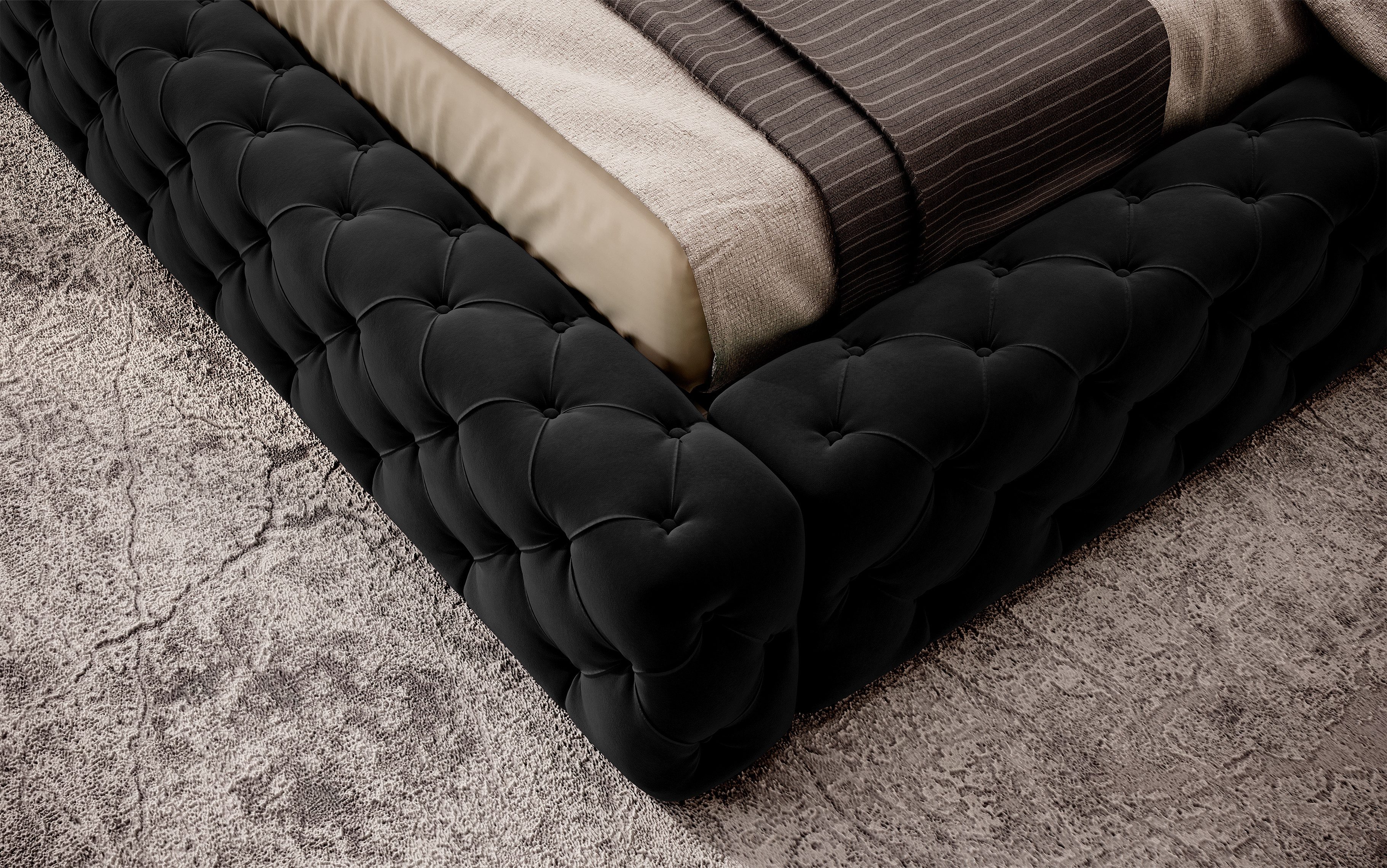yourhouse24 Polsterbett Princce Chesterfield Bett (Bettgestell inkl. Lattenrost), hoch gepolstertes Kopfteil mit dekorativen Nähten, elegantes Design – Bild 4 von 5