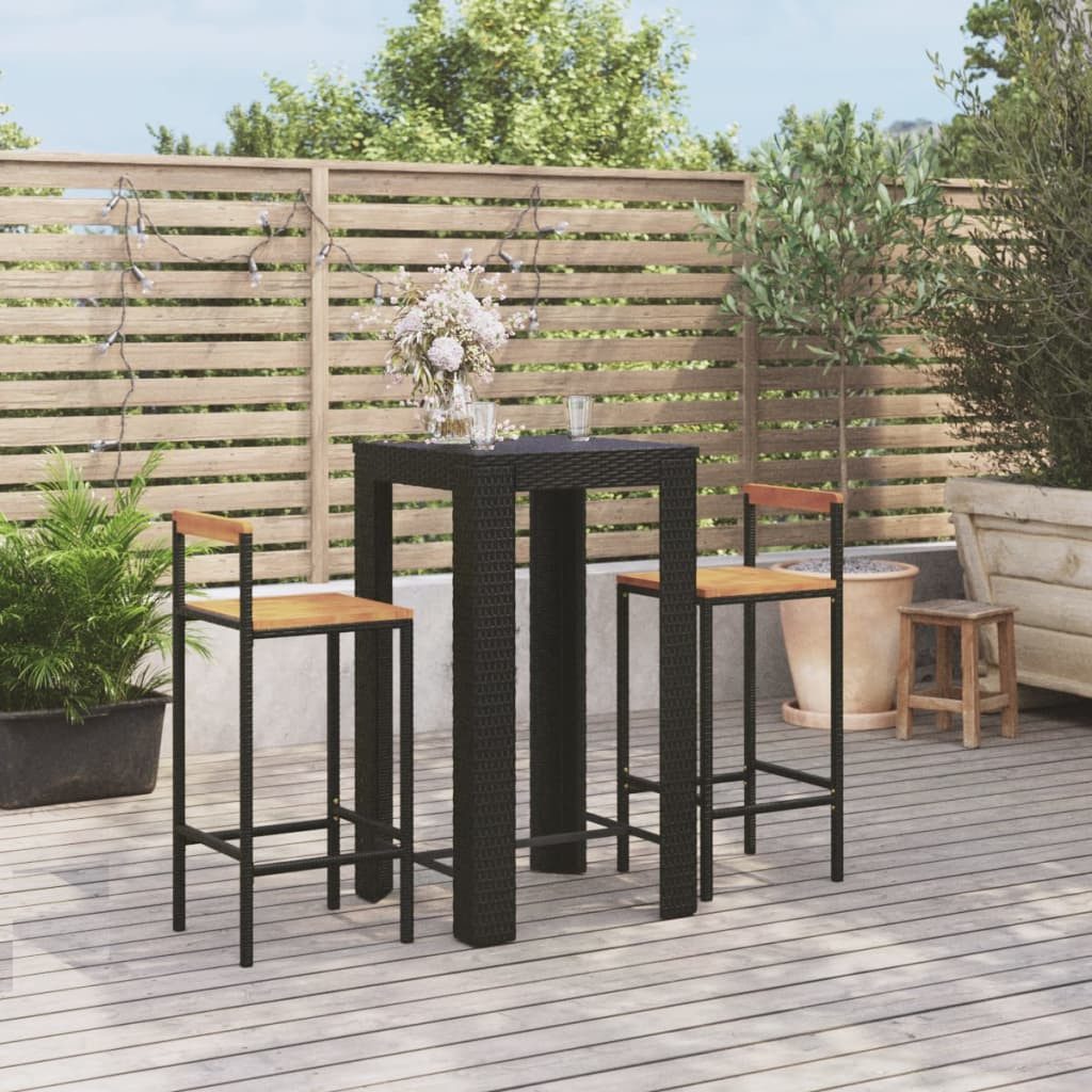 furnicato Gartenbar-Set 60,5x60,5x110,5 cm Schwarz, (1-tlg), Witterungsbeständige Sitzgruppe mit integrierter Fußstütze für Garten