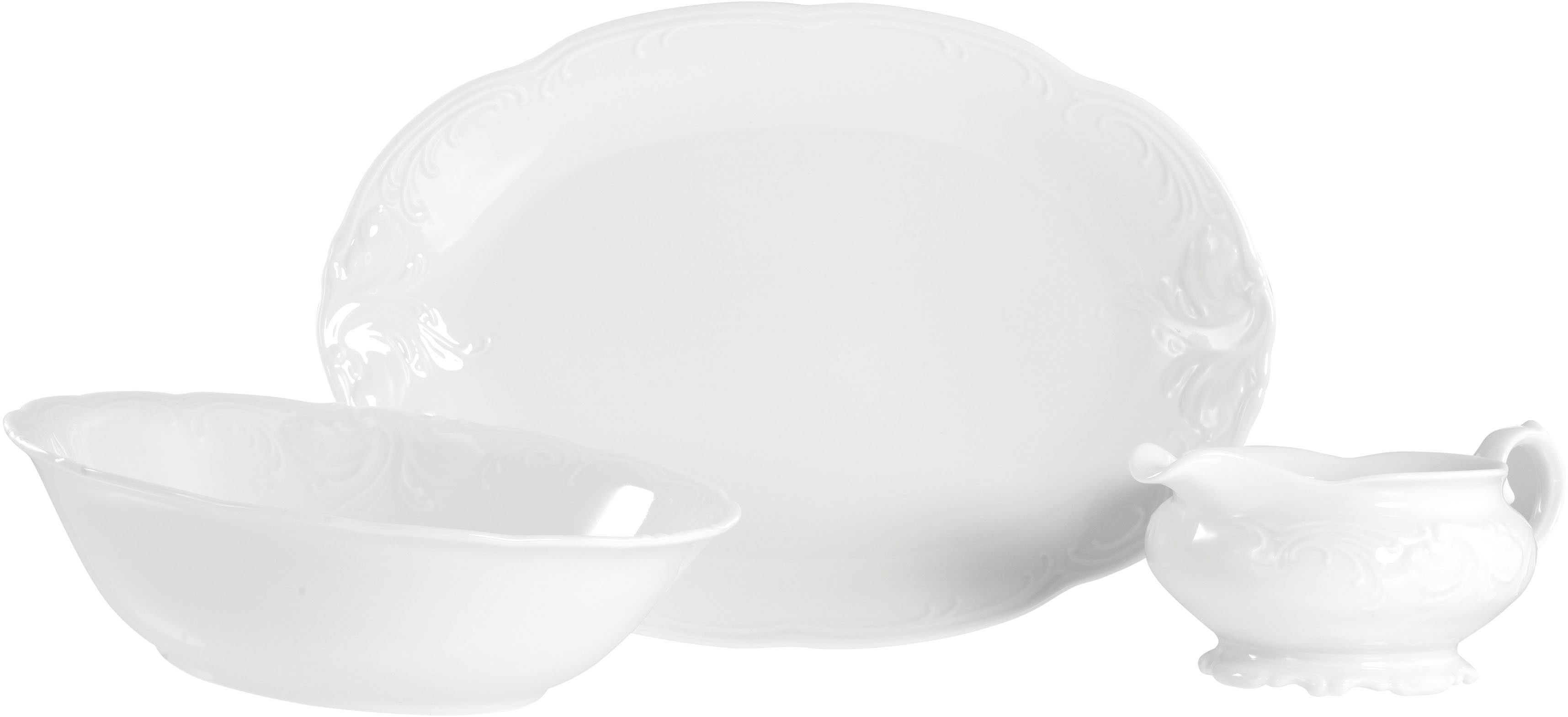 CreaTable Servier-Set Frederike, Servierset 3-tlg., Porzellan, (Set, 3-tlg), Edles Servierset, Formschön elegant