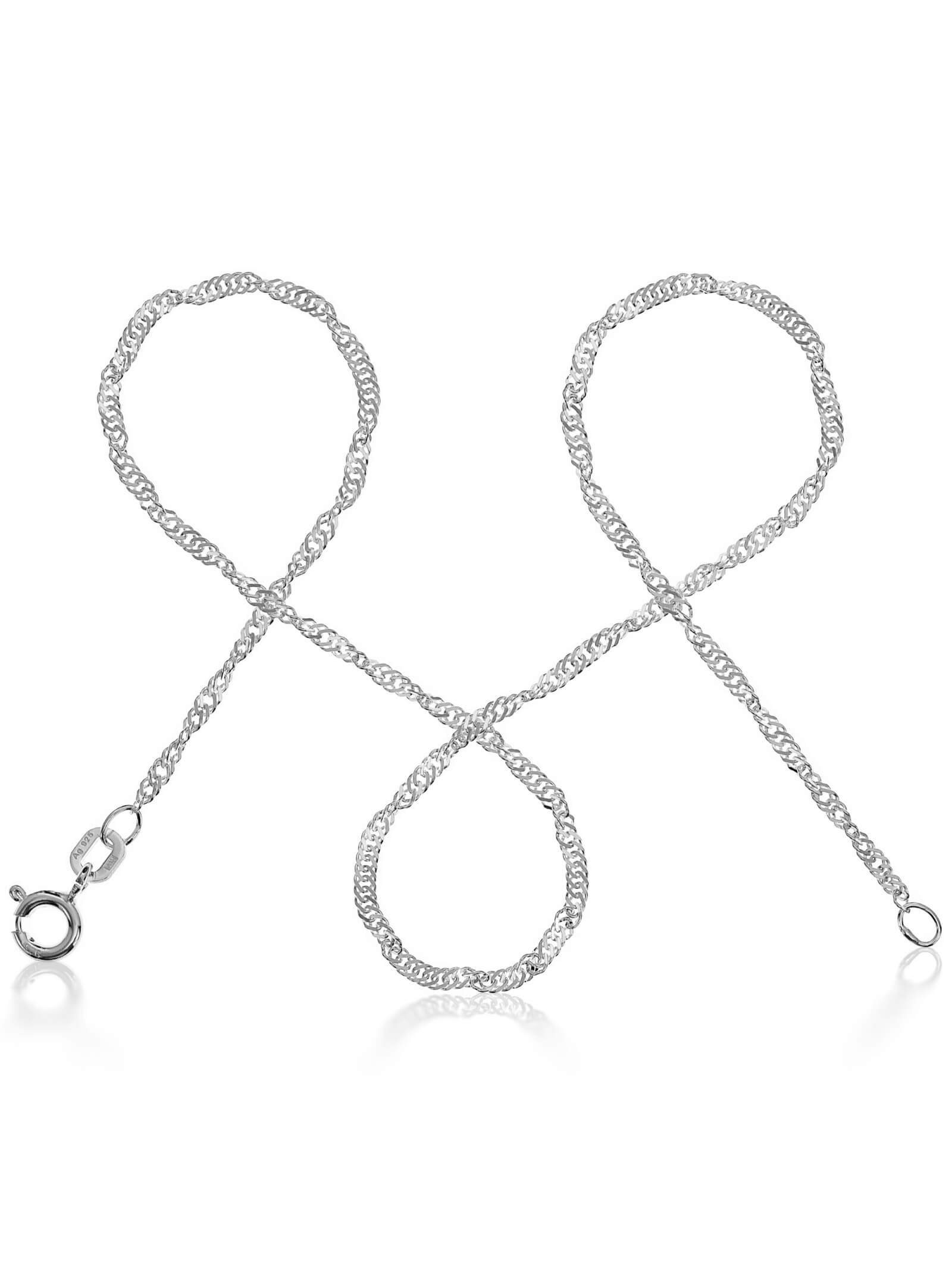 modabilé Kette ohne Anhänger Halskette Singapur, Damen Singapurkette 1,8mm 38cm Sterling Silber 925, Made in Germany
