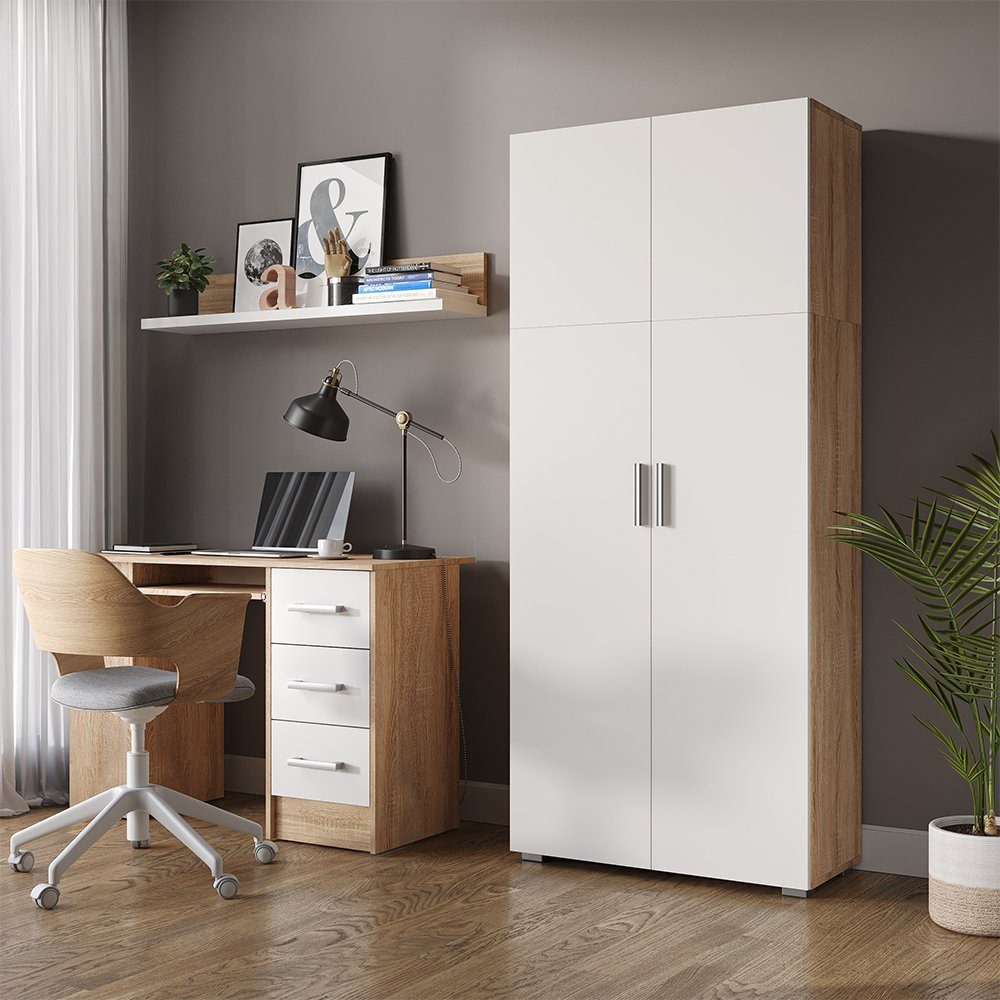 Vicco Aktenschrank Frank, Weiß/Sonoma/Sonoma, 80 x 182.4 cm (1-St) günstig online kaufen