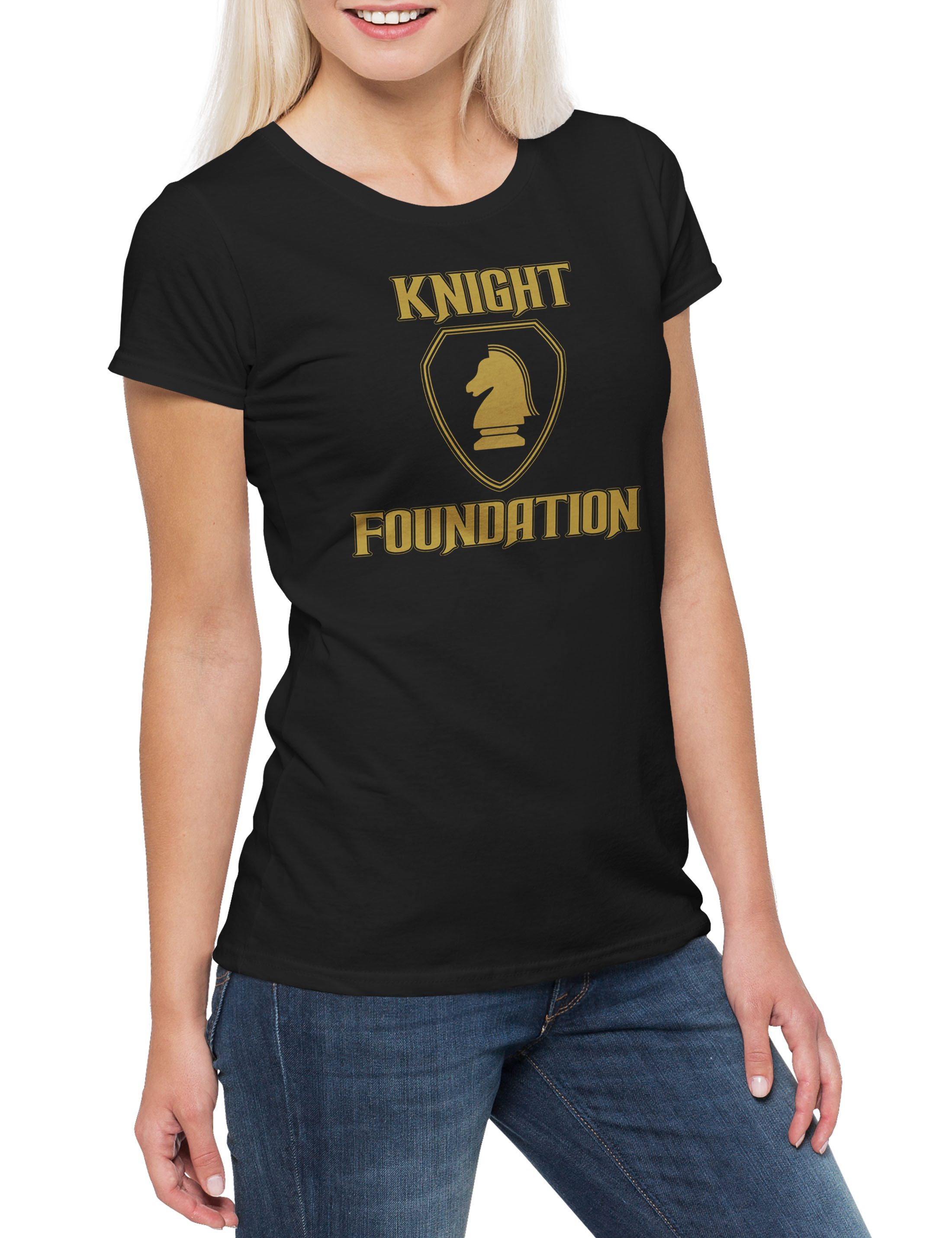 Print-Shirt White Knight Foundation Logo Damen T-Shirt TV Rider Serie Hasselhoff