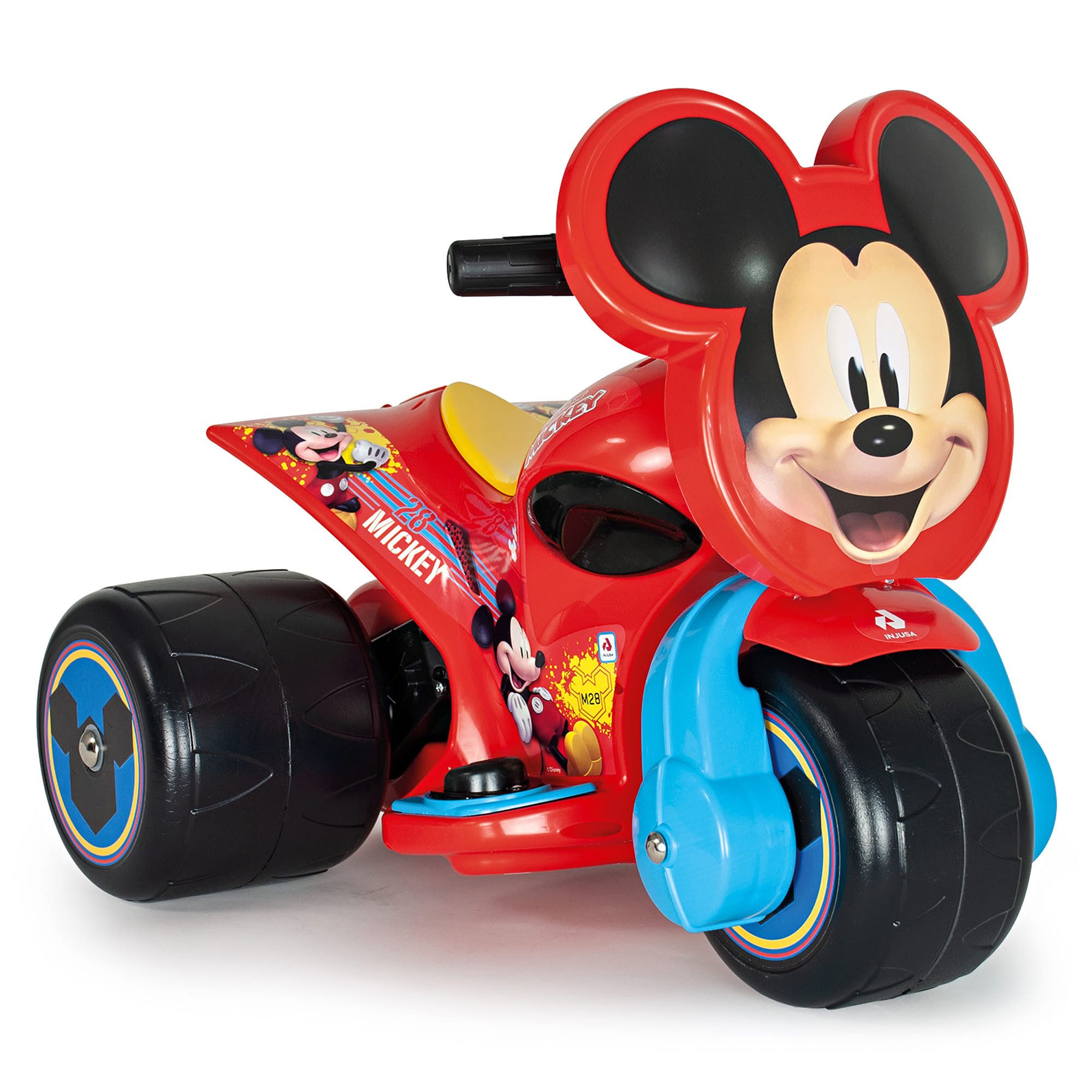 INJUSA Elektro-Kinderdreirad Mickey Mouse, Belastbarkeit 25 kg, Elektro-Kinderdreirad 6V mit Schubstange, ab 1 Jahr, bis 25 kg Last