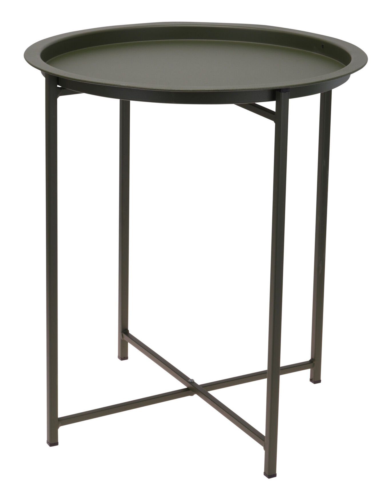 Spetebo Beistelltisch Metall Beistelltisch grün klappbar - 41 cm Ø (Stück, 1-St., grüner Beistelltisch aus Metall), mit abnehmbarer Tablett Tischplatte