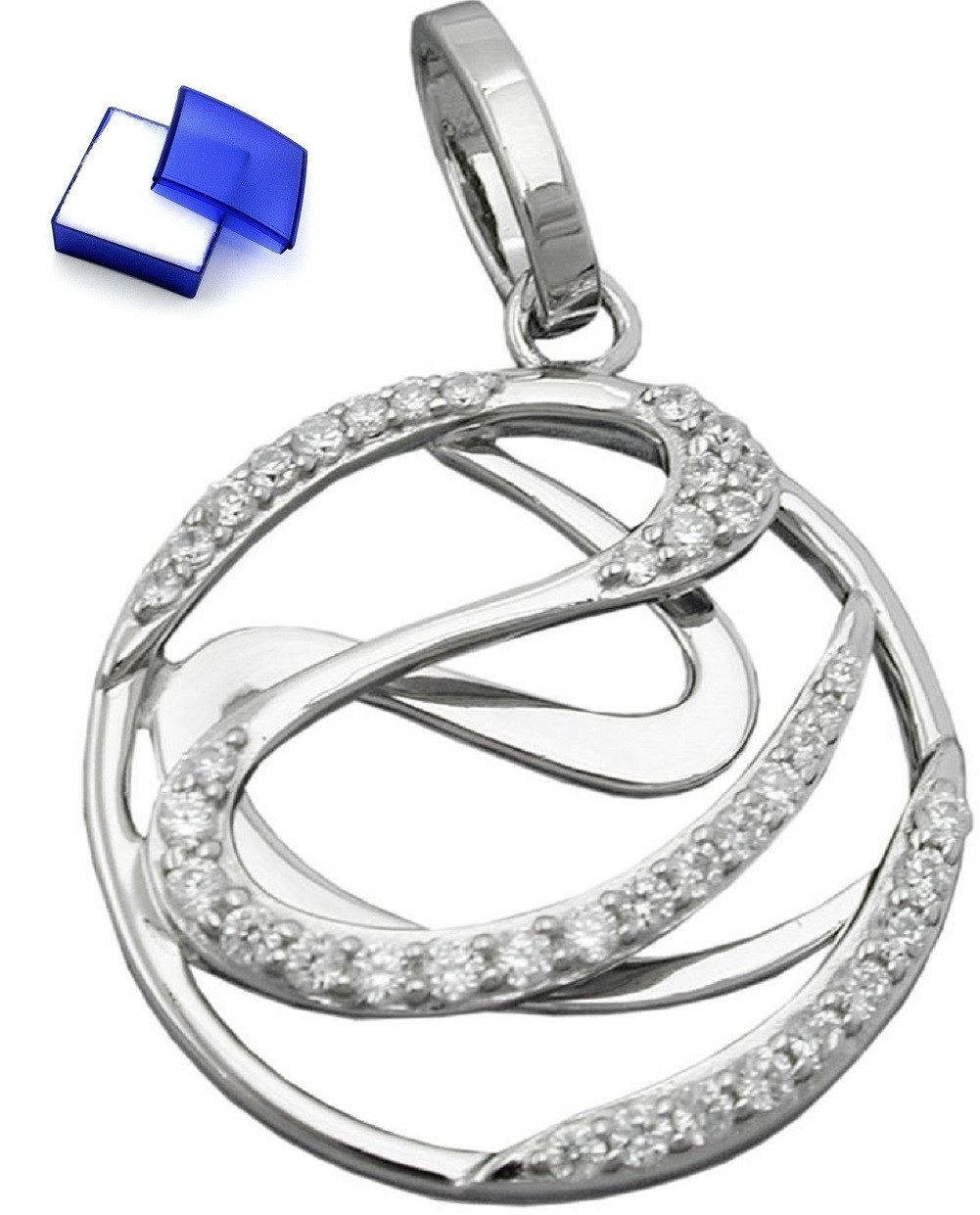Kettenanhänger Anhänger mit Zirkonias glänzend 925 Silber 23 mm kl. Schmuckbox