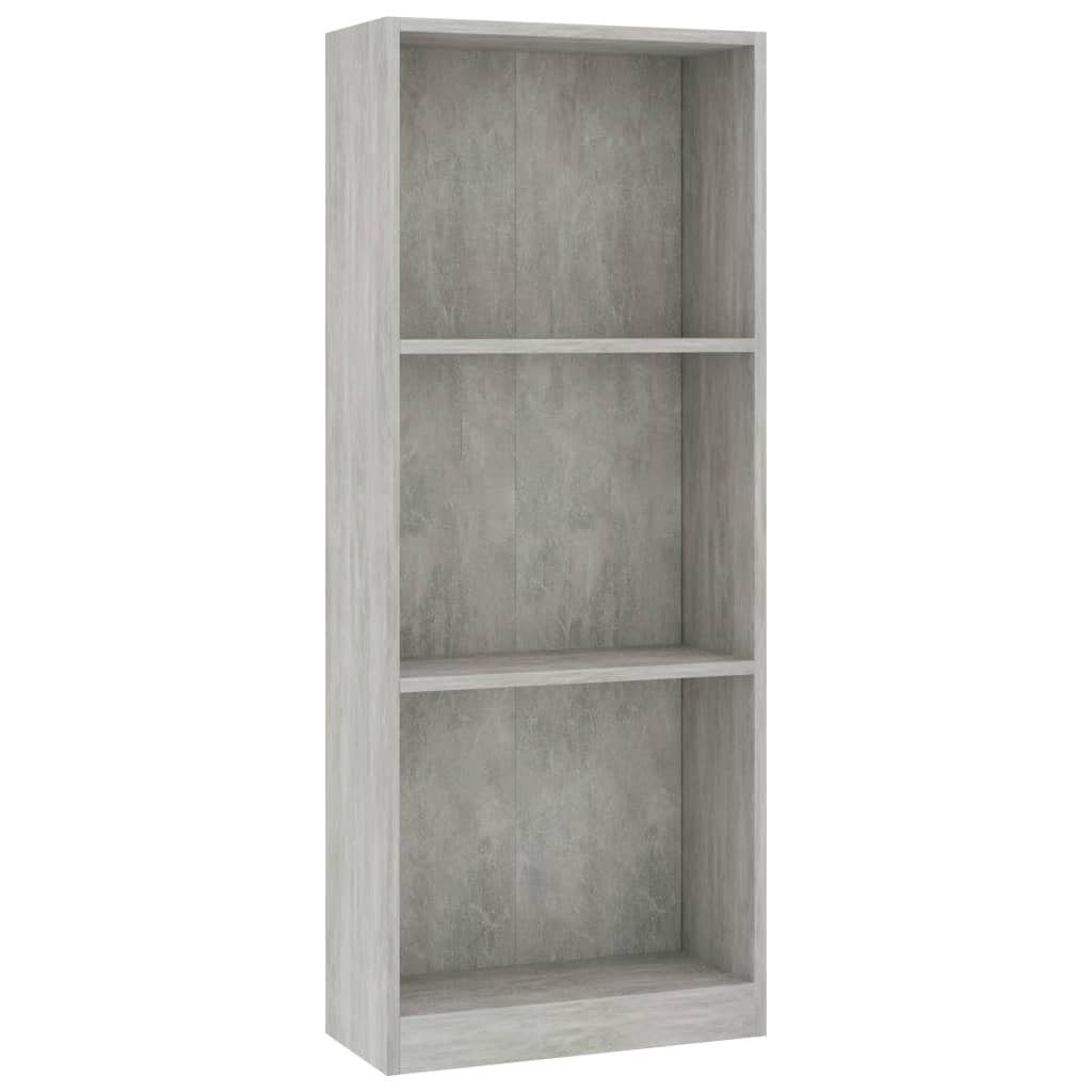 furnicato 40x24x108 3 Holzwerkstoff cm Fächer Betongrau Bücherregal