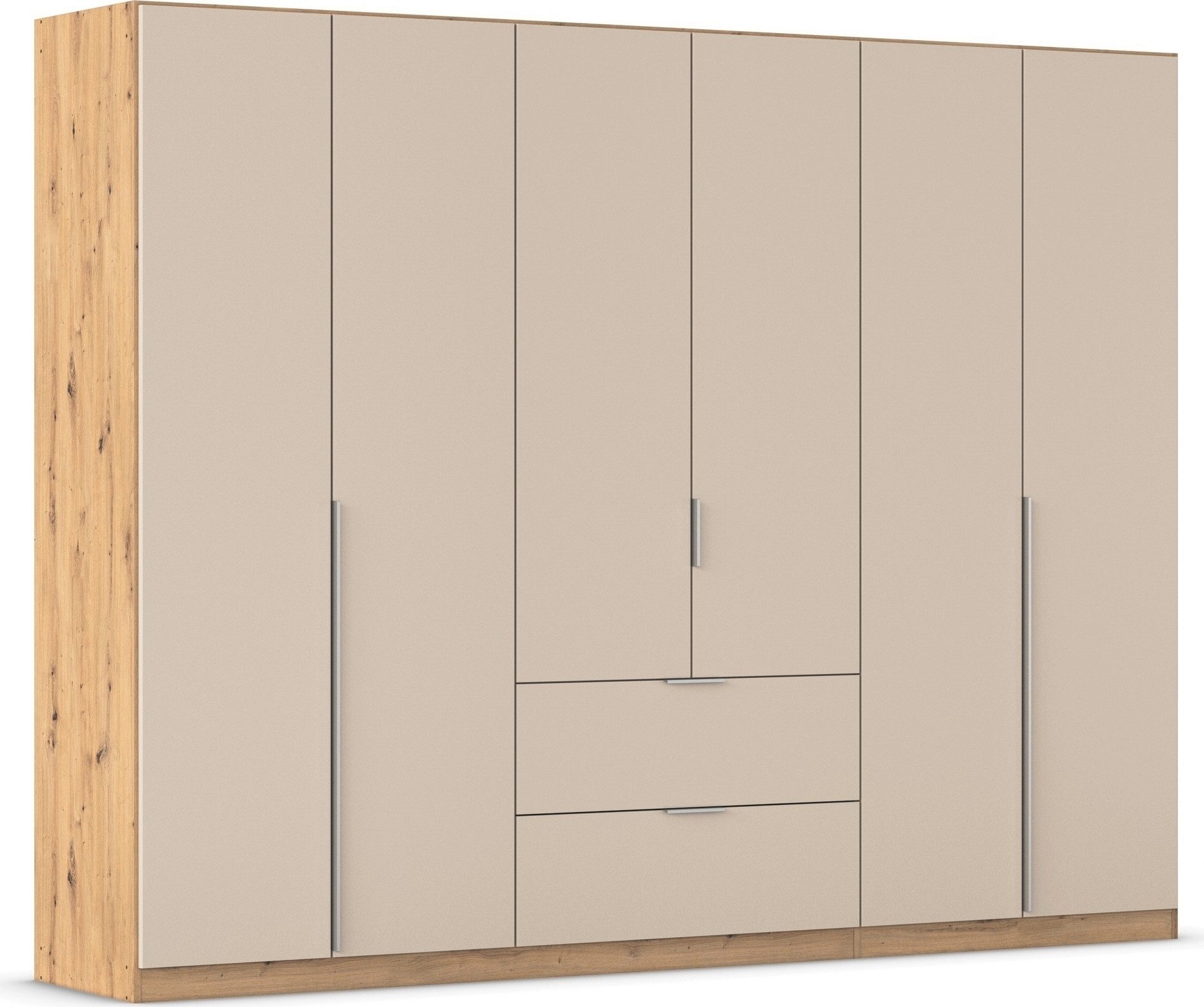 OTTO home Drehtürenschrank Kleiderschrank Schrank Garderobe AGORDO mit Dekor- oder Hochglanzfront (in zwei Griff-Farben, Breite 271 cm) mit Außenschubkästen, Serie in 7 Breiten und 2 Höhen MADE IN GERMANY