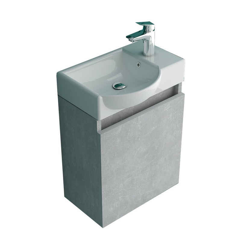 Alpenberger Badezimmer-Set »Badezimmer Möbel Set«, (Komplett Set, 2-St., Handwaschbecken mit Badezimmer Schrank), Soft-Close Funktion, pflegeleicht