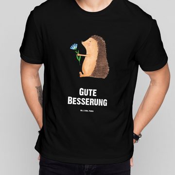 Mr. & Mrs. Panda T-Shirt Igel Blumen - Schwarz - Geschenk, T-Shirt, Frauen, Tiermotive, Gute L (1-tlg)