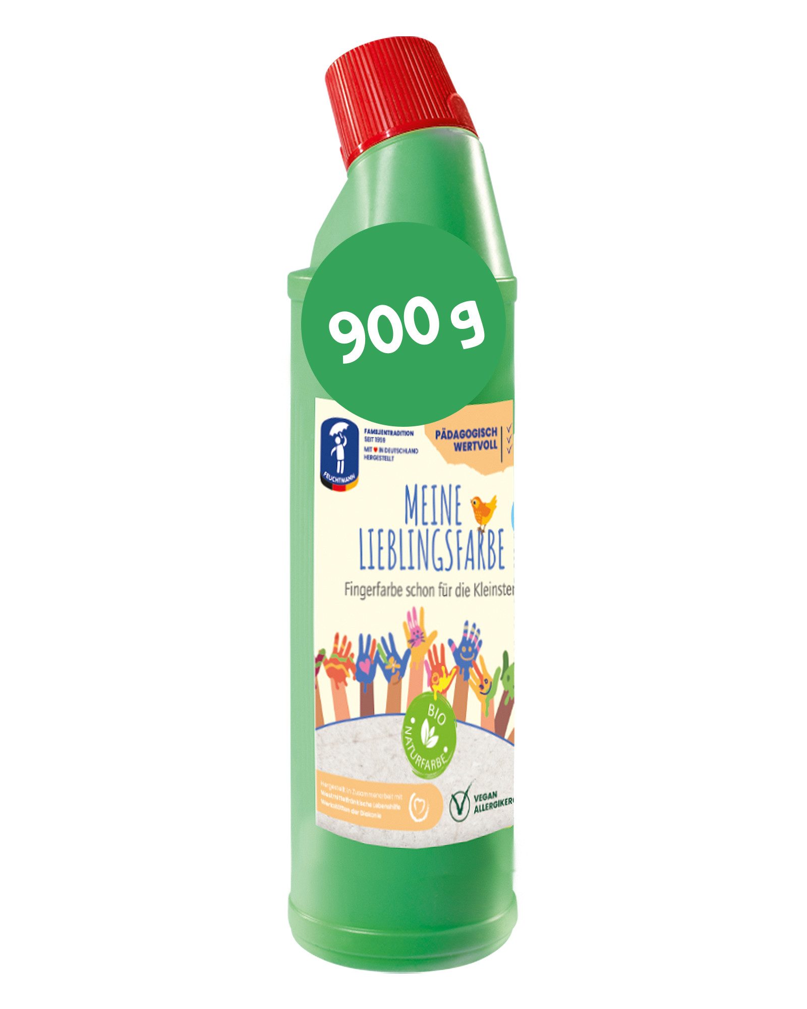 Feuchtmann Fingerfarbe MEINE LIEBLINGSFARBE Edu Bottle 900g, cremige Fingerfarbe Einzelflasche sichere Naturfarbe auf Wasserbasis