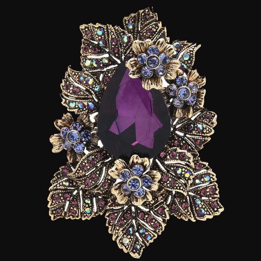 Dark-Desires Brosche Brosche Vintage Brosche Blüten violett, Damen Brosche günstig online kaufen