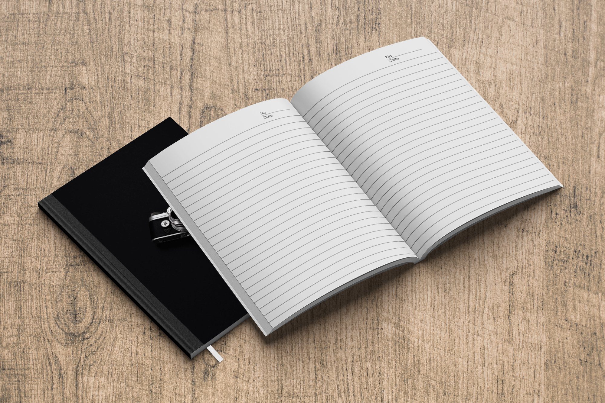 Notizheft, MuchoWow Kamera - Schwarz A5, Weiß, 98 - Seiten, Journal, Tagebuch, Merkzettel, Design Notizbuch - Haushaltsbuch
