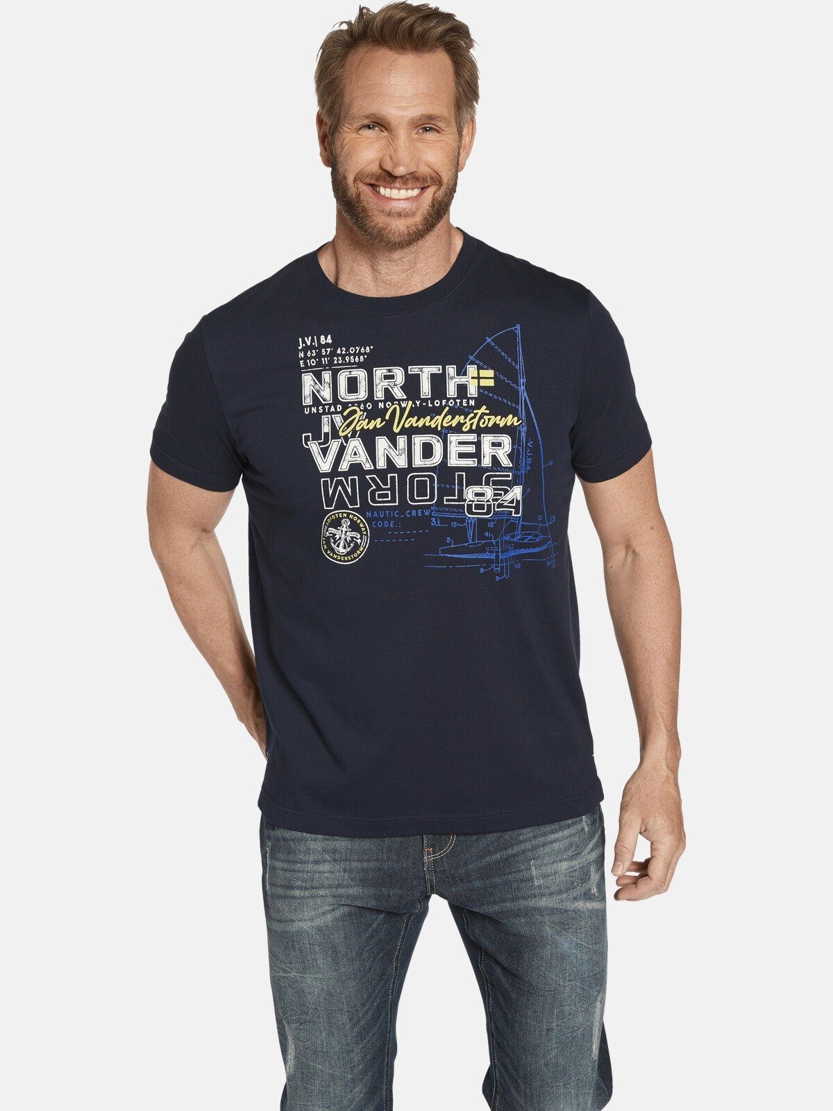 Jan Vanderstorm T-Shirt FRIMANN Druck mit maritimen