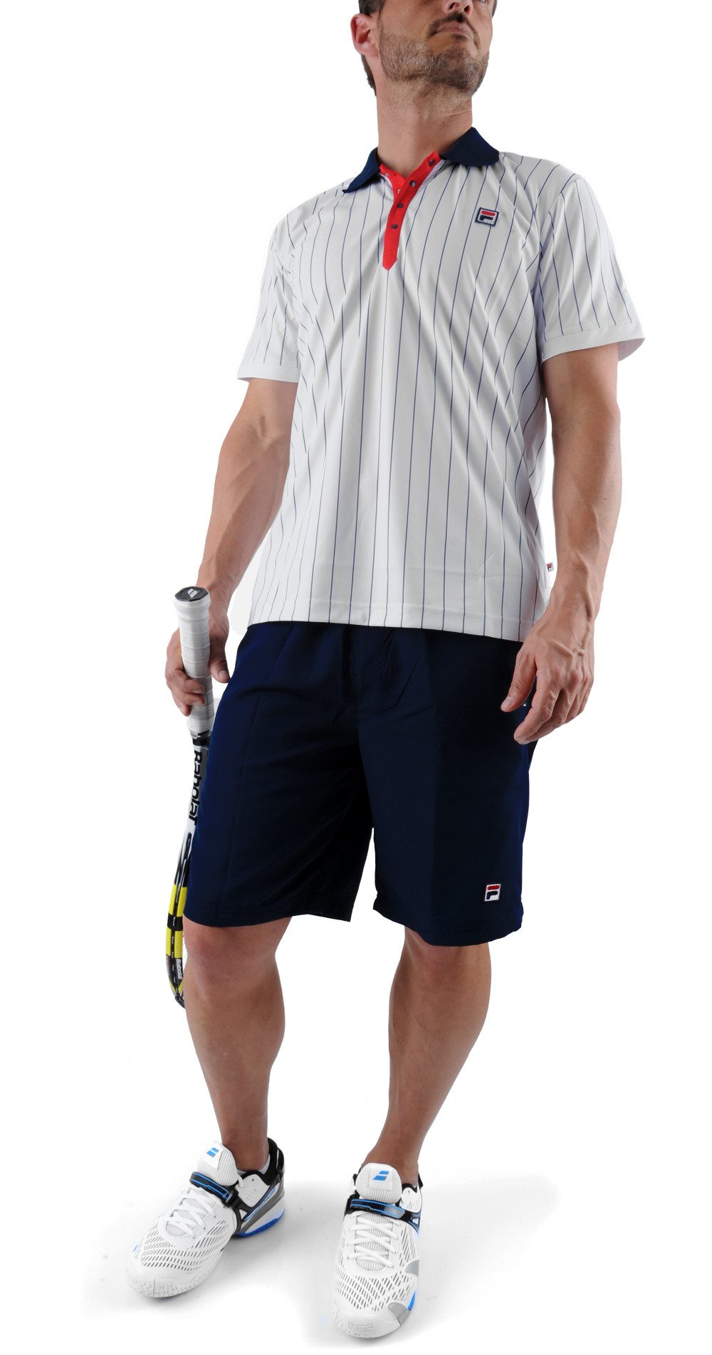 Fila Poloshirt Stripes (100% Polyester) weiss/navy/rot Herren