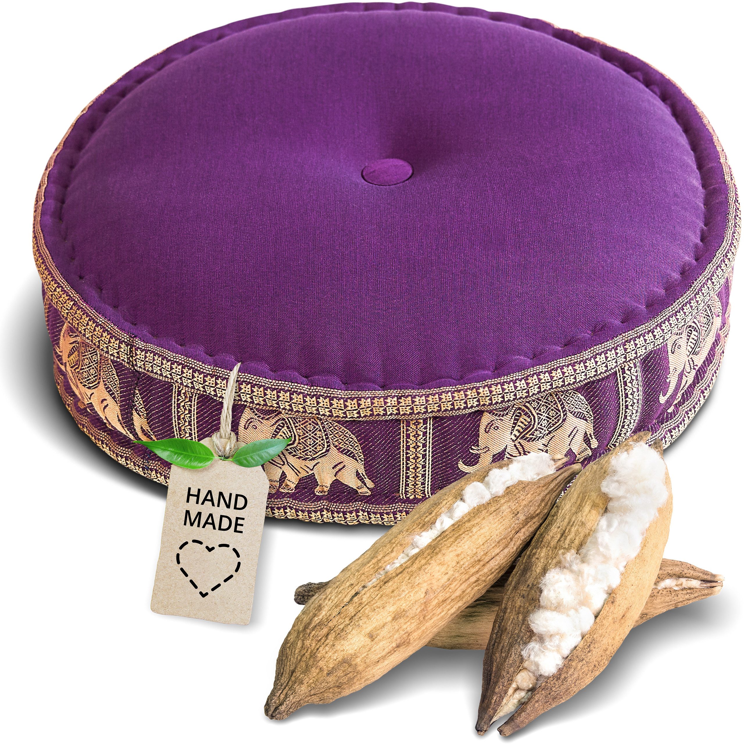 livasia Meditationskissen Zafukissen groß (Deluxe) - 45x15cm, Kapok, vegan, handgefertigt