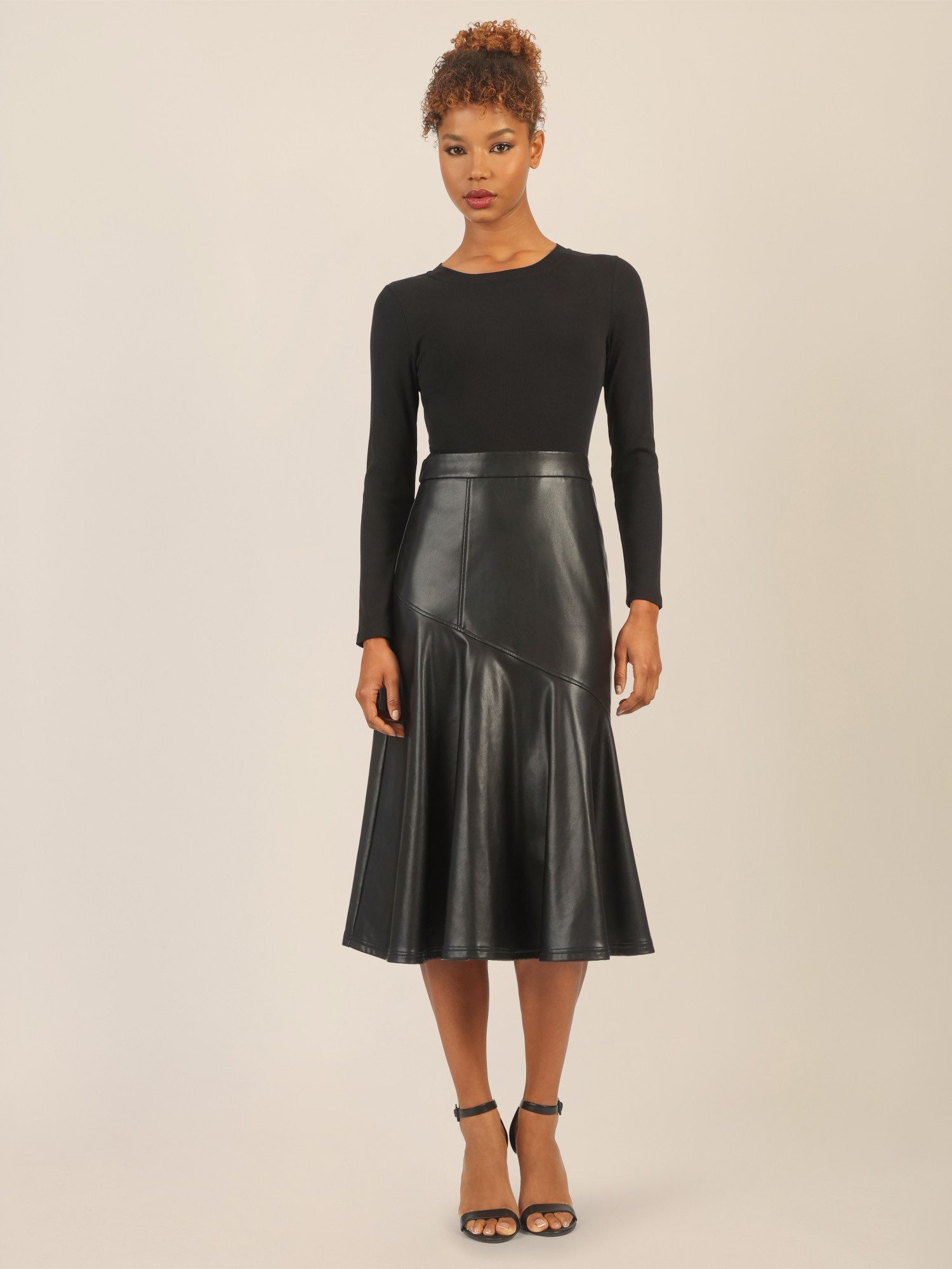 Apart Midikleid mit Kunstleder-Rock in Bahnenoptik günstig online kaufen