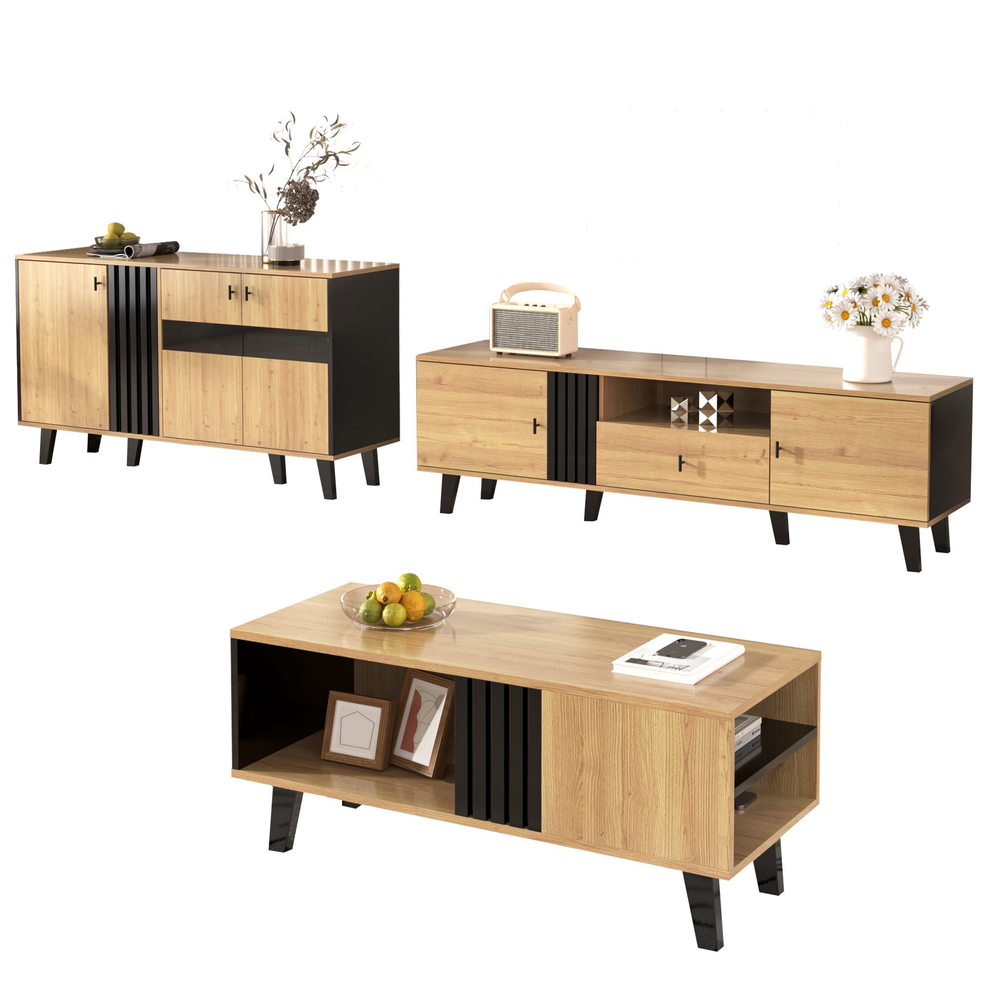 MODFU Wohnzimmer-Set 3-teiliges Möbelset, pflegeleicht und günstig online kaufen