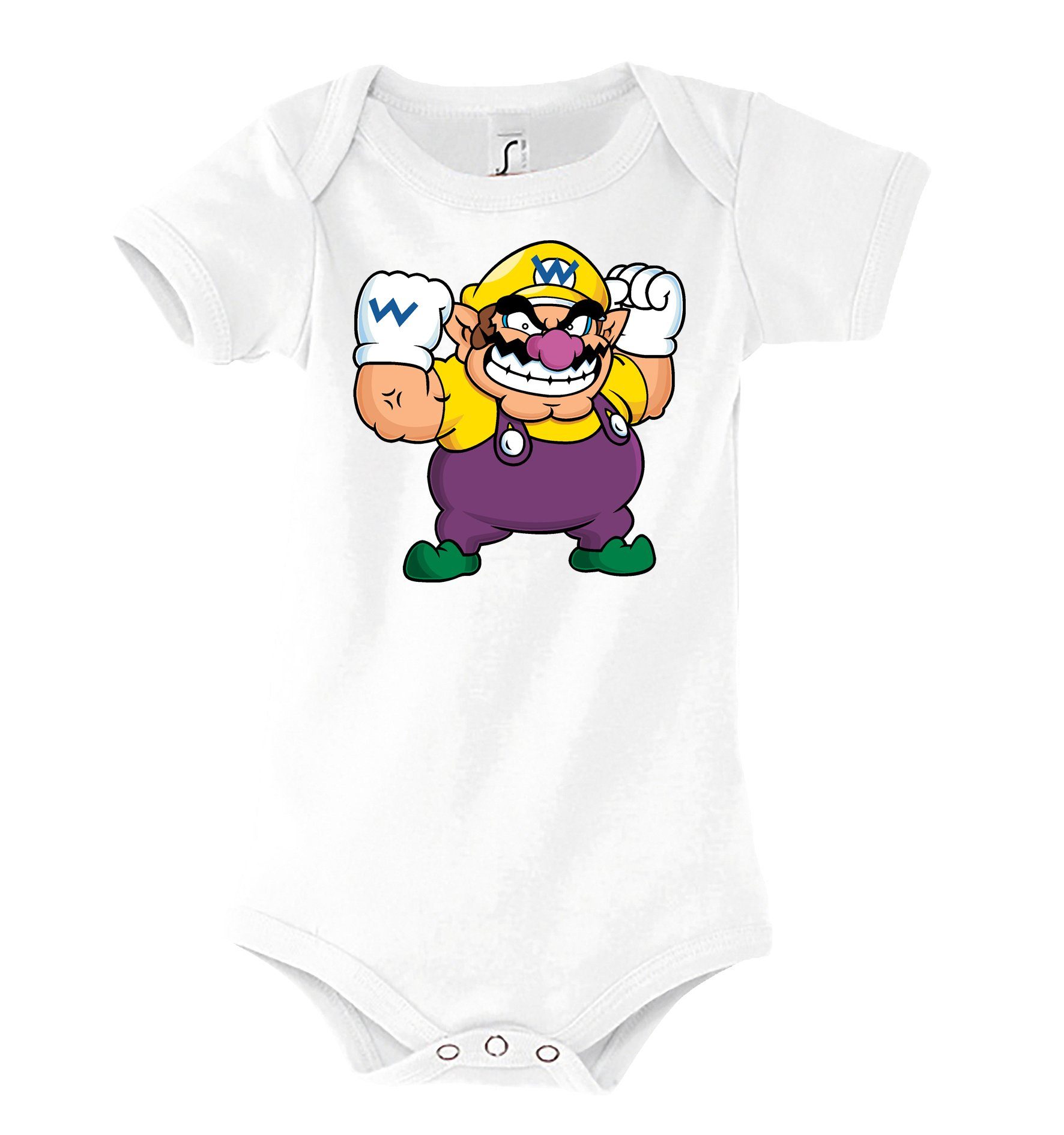 Youth Designz Kurzarmbody Baby Body Strampler Wario mit niedlichem Frontprint Weiß