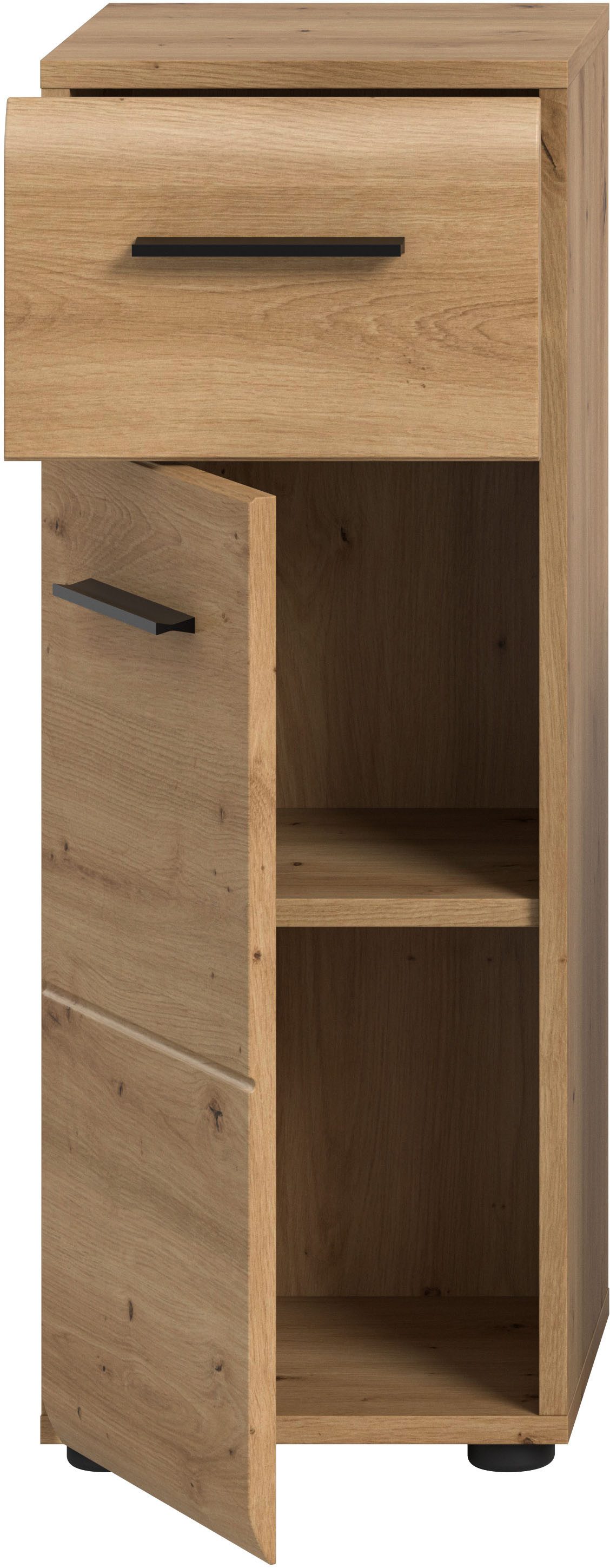 welltime Unterschrank FLORENZ, Höhe 80 cm, 1 Tür, 1 Schubkasten (1-St., TOPSELLER) Türanschlag wechselbar, hochwertige MDF Front, Badschrank, Bad – Bild 4 von 5